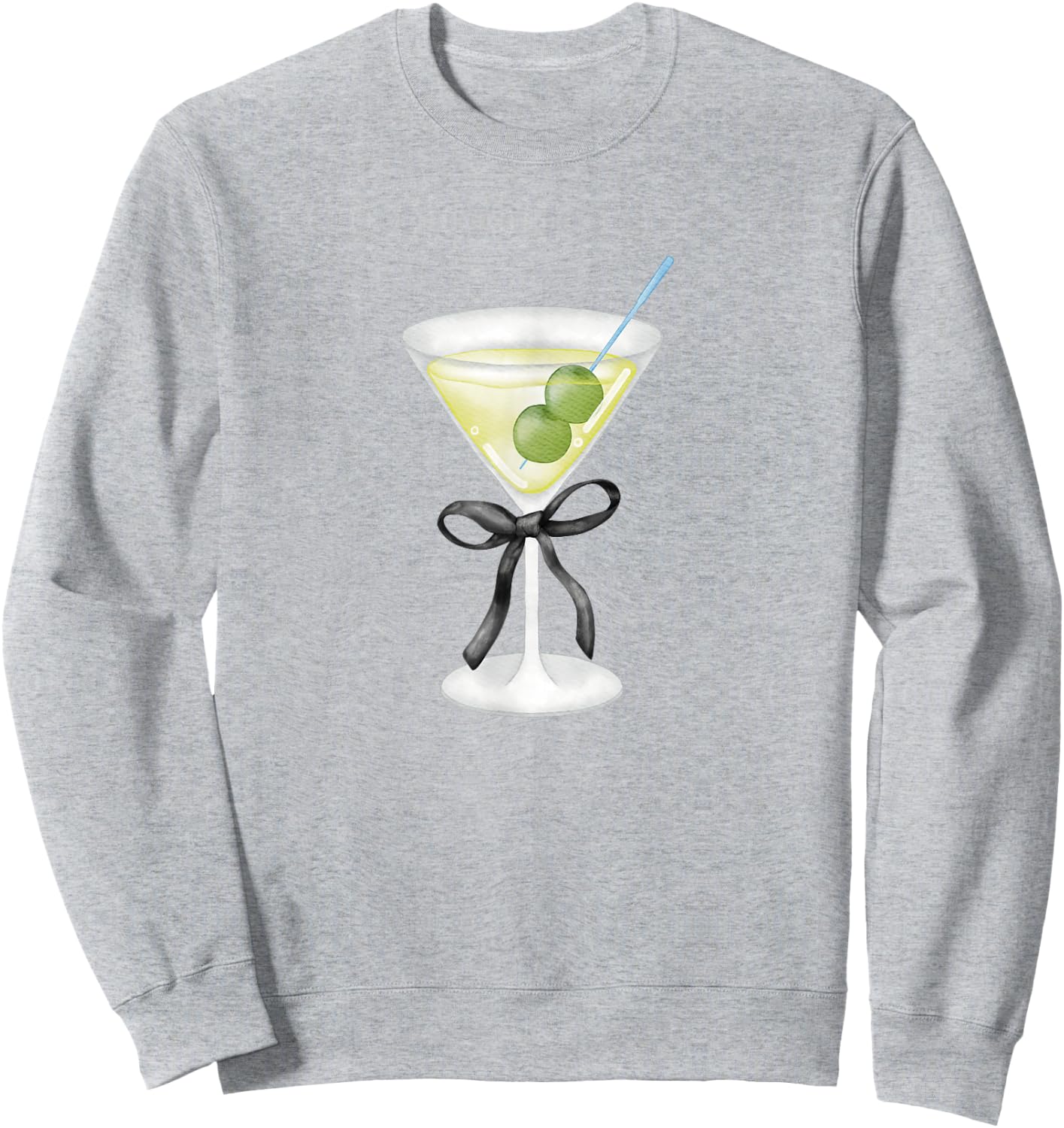 Coquette Bow with Martini Coquette Aesthetic Sweatshirt - Sweatshirt | Ash