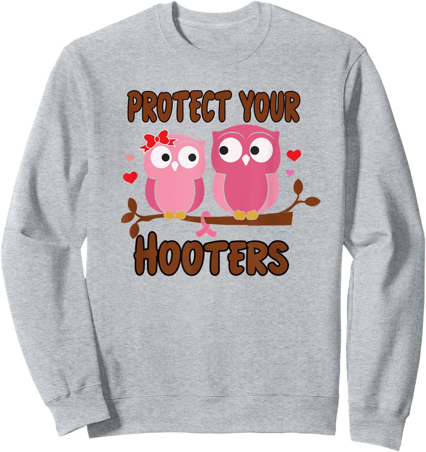 Breast Cancer Protect Hooters Support Awareness Women Sweatshirt - Sweatshirt | Ash