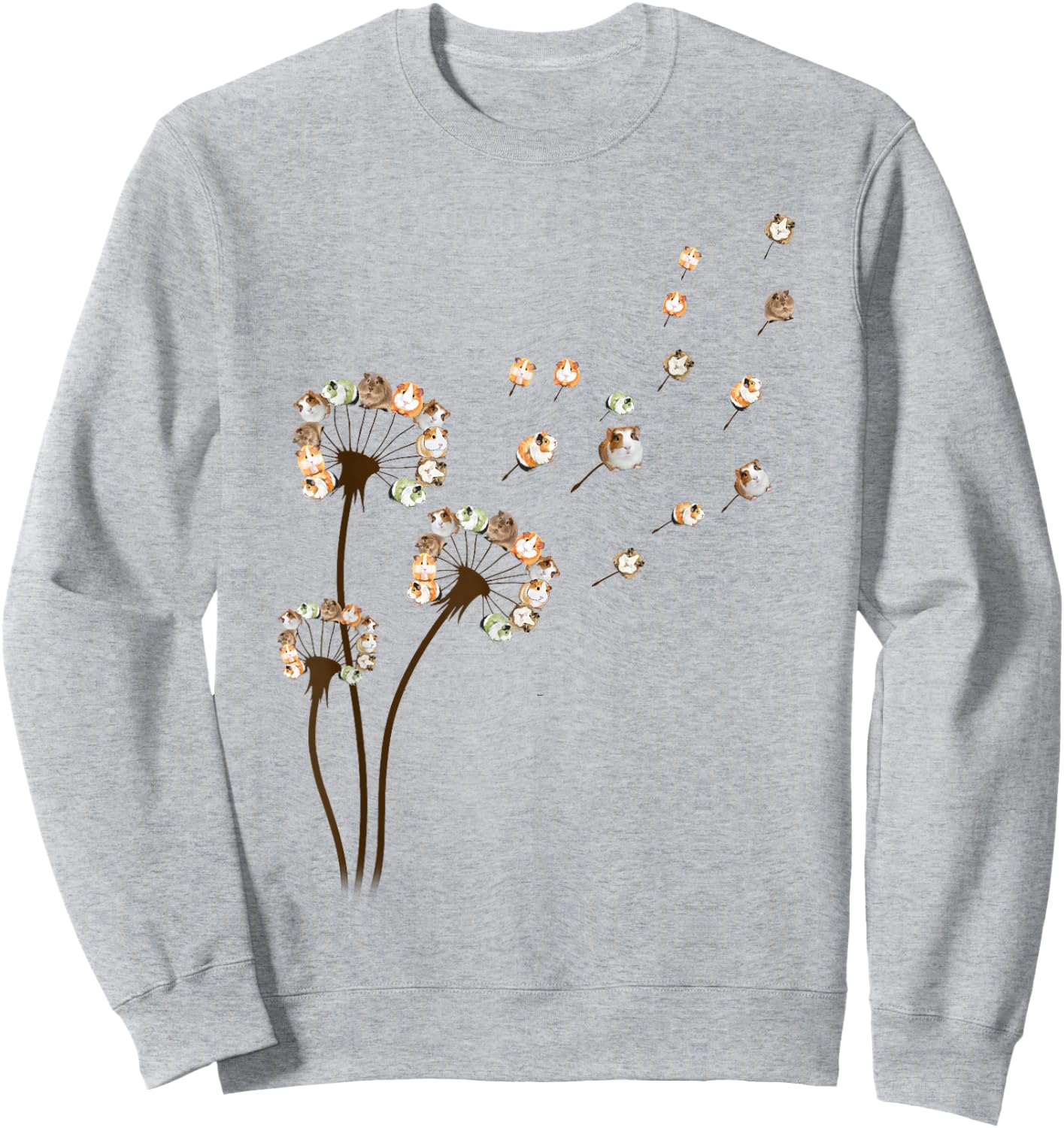 Flower Guinea Pig Dandelion Funny Animal Lovers Cute Sweatshirt - Sweatshirt | Ash
