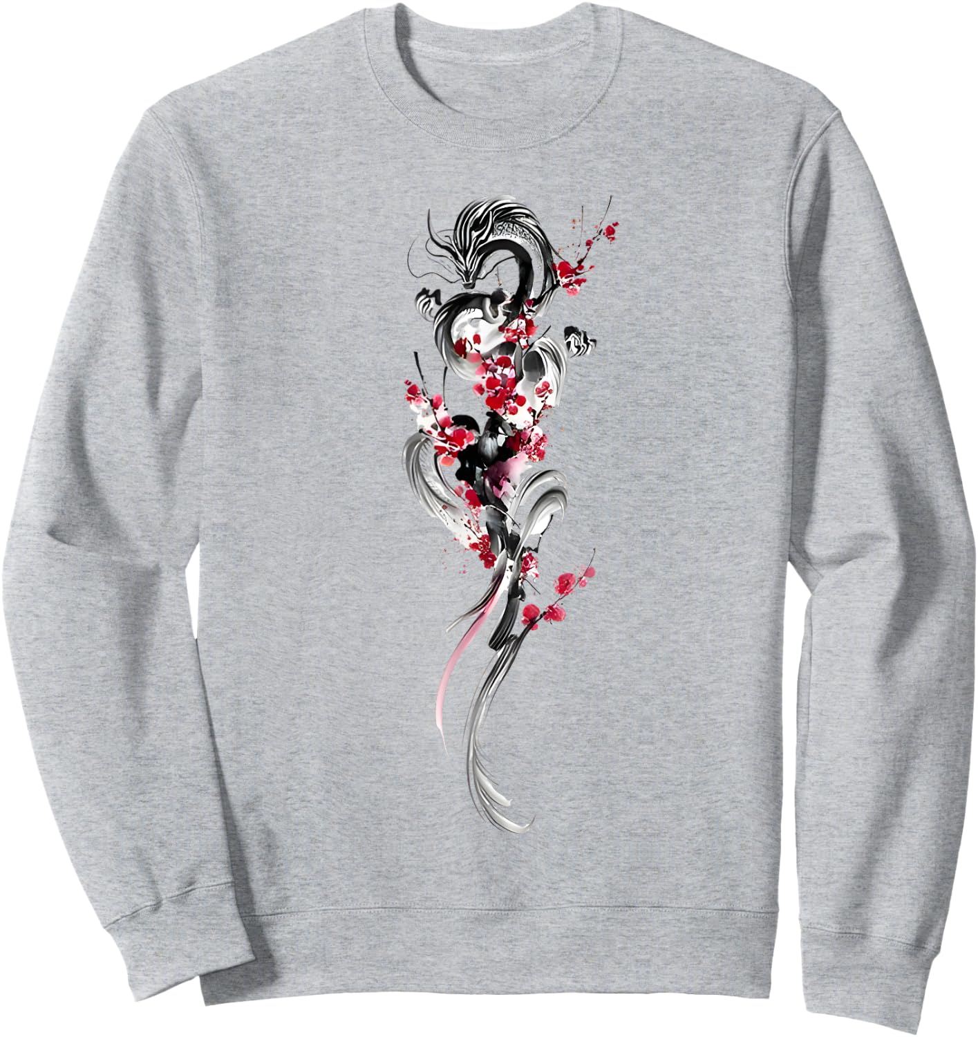 Cherry Blossom Japanese Dragon Asian Retro 80’s Style Sweatshirt - Sweatshirt | Ash
