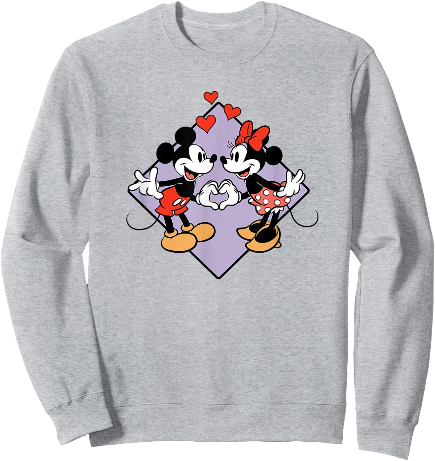 Amazon Essentials Mickey and Minnie Smiling in Love Valentine's Day Short Sleeve Sweatshirt - Sweatshirt | Ash