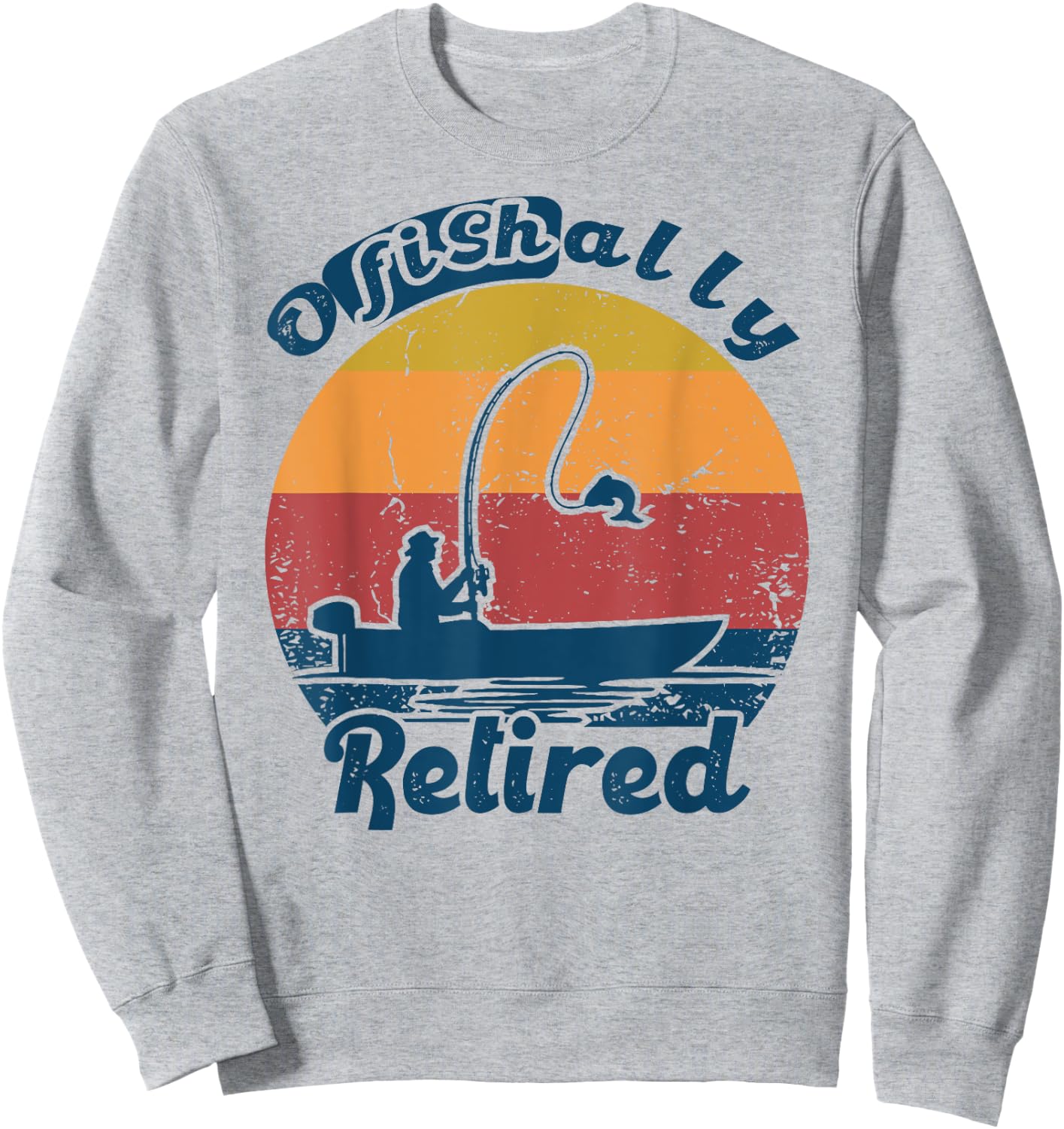 Ofishally Retired 2022 Vintage Funny Retirement Fishing Sweatshirt - Sweatshirt | Ash