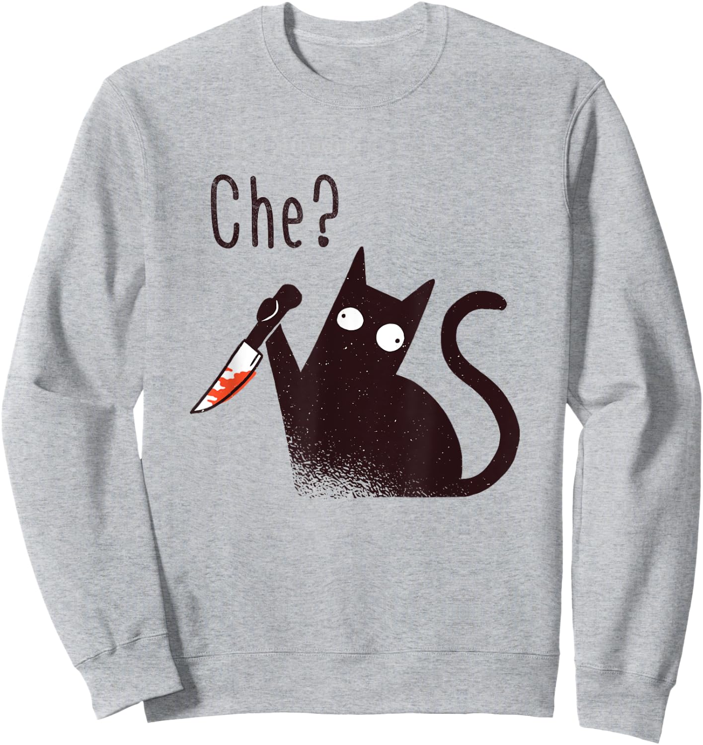 Funny Italian Language Evil Cat With A Knife Women Kids Sweatshirt - Sweatshirt | Ash