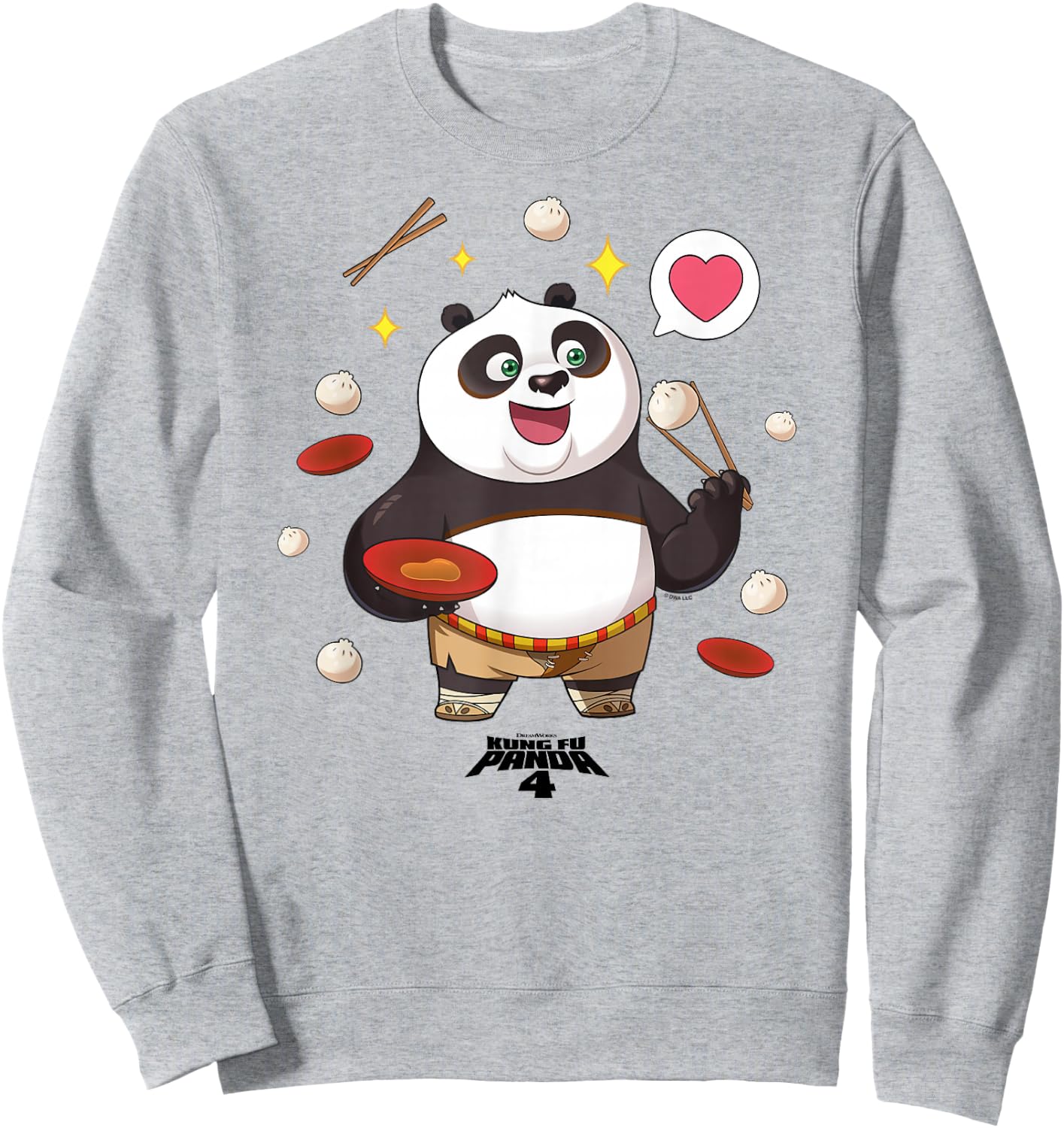 Kung Fu Panda 4 Cute Chibi Po Eating Dumplings Sweatshirt - Sweatshirt | Ash