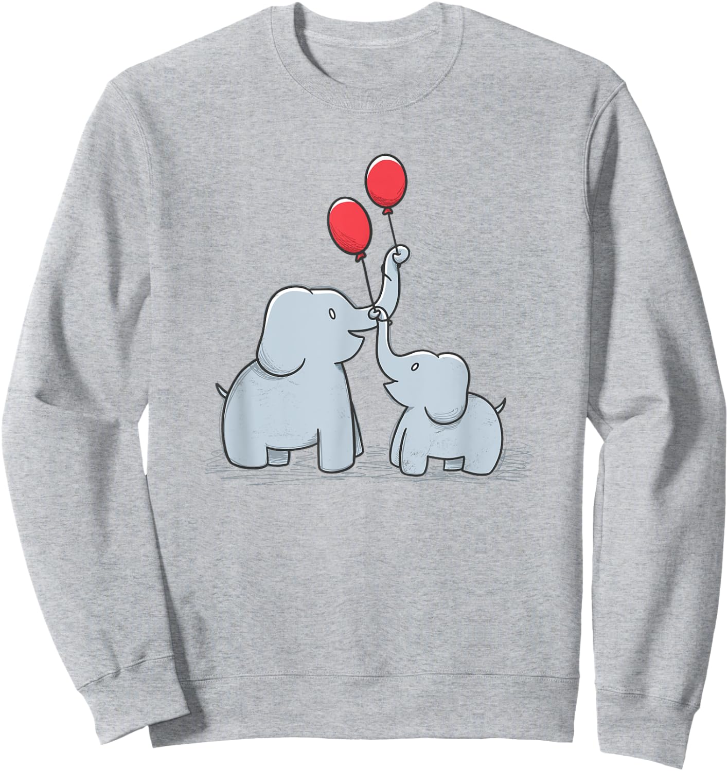 Elephant Happy Family Doodle Balloons Wildlife Cute Sweatshirt - Sweatshirt | Ash