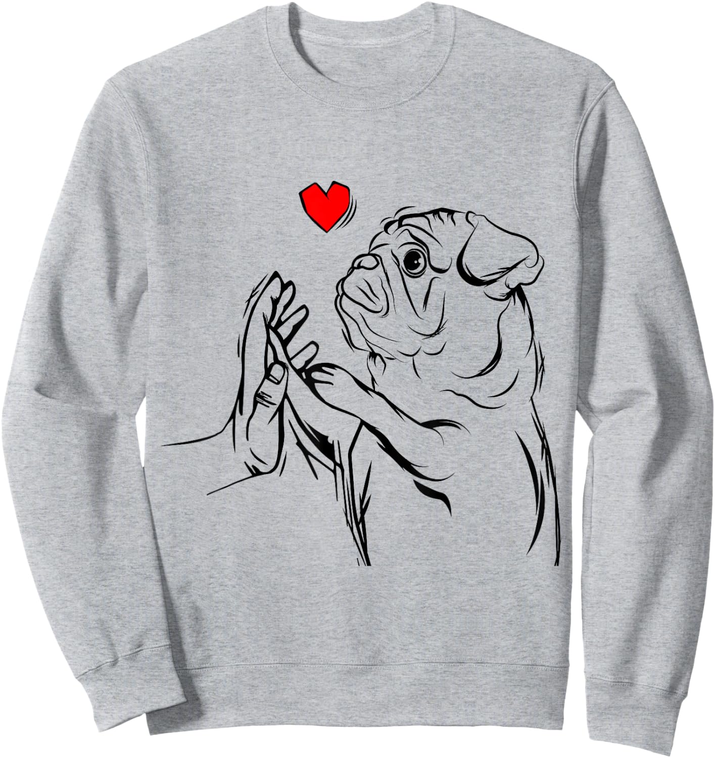 Pug Love Dog Holder Woman Gift Sweatshirt - Sweatshirt | Ash
