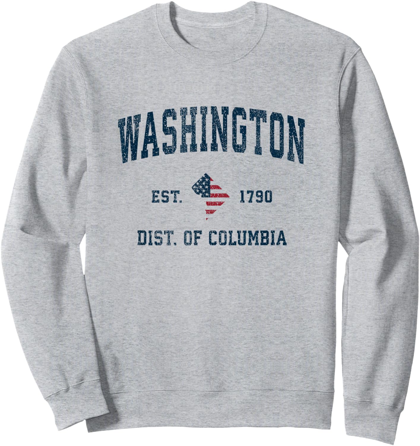 Washington DC Vintage American Flag USA Sports Design Sweatshirt - Sweatshirt | Ash