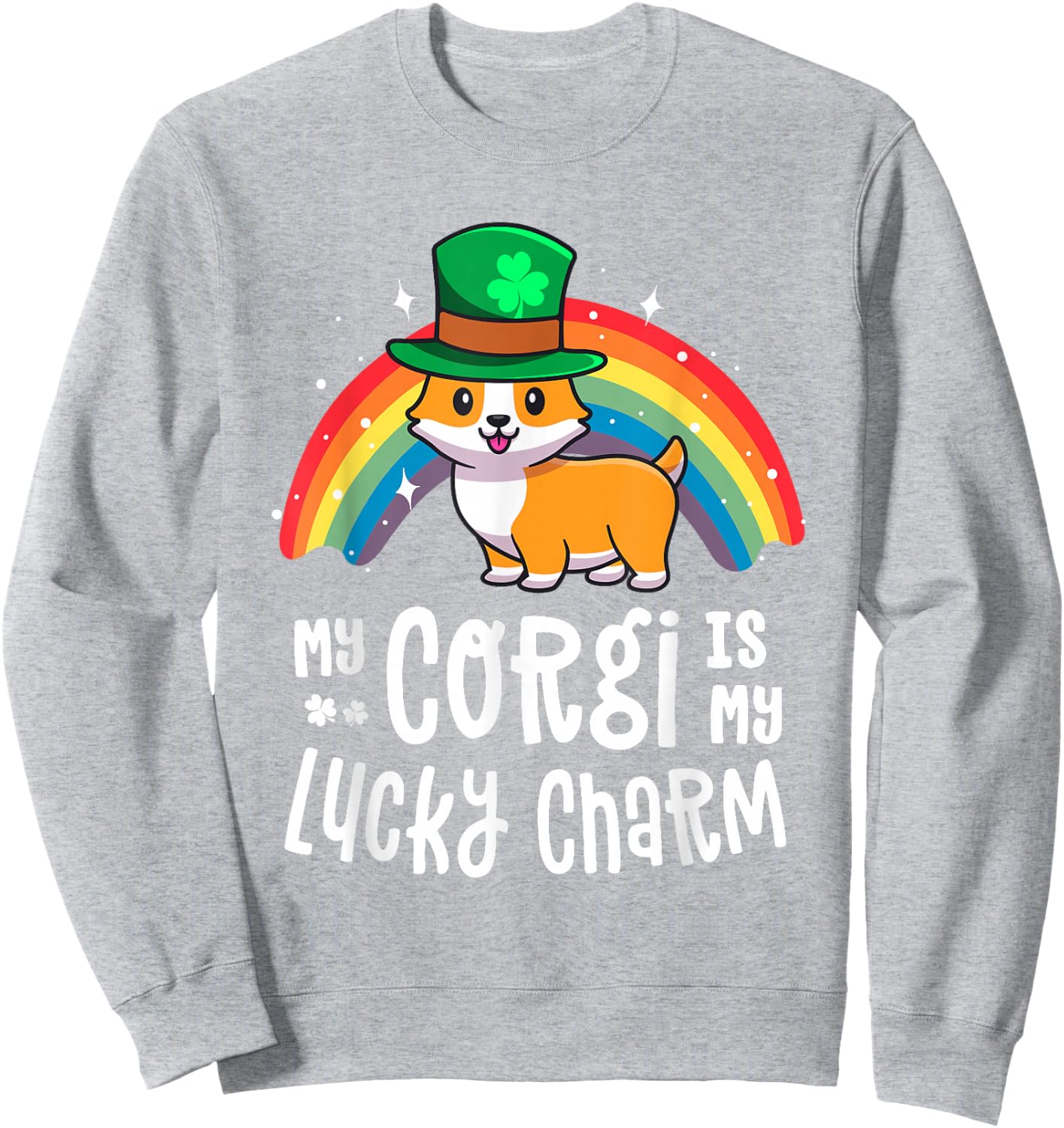 Corgi Lucky Charm Dog St Patricks Day Shirt Gift Sweatshirt - Sweatshirt | Ash