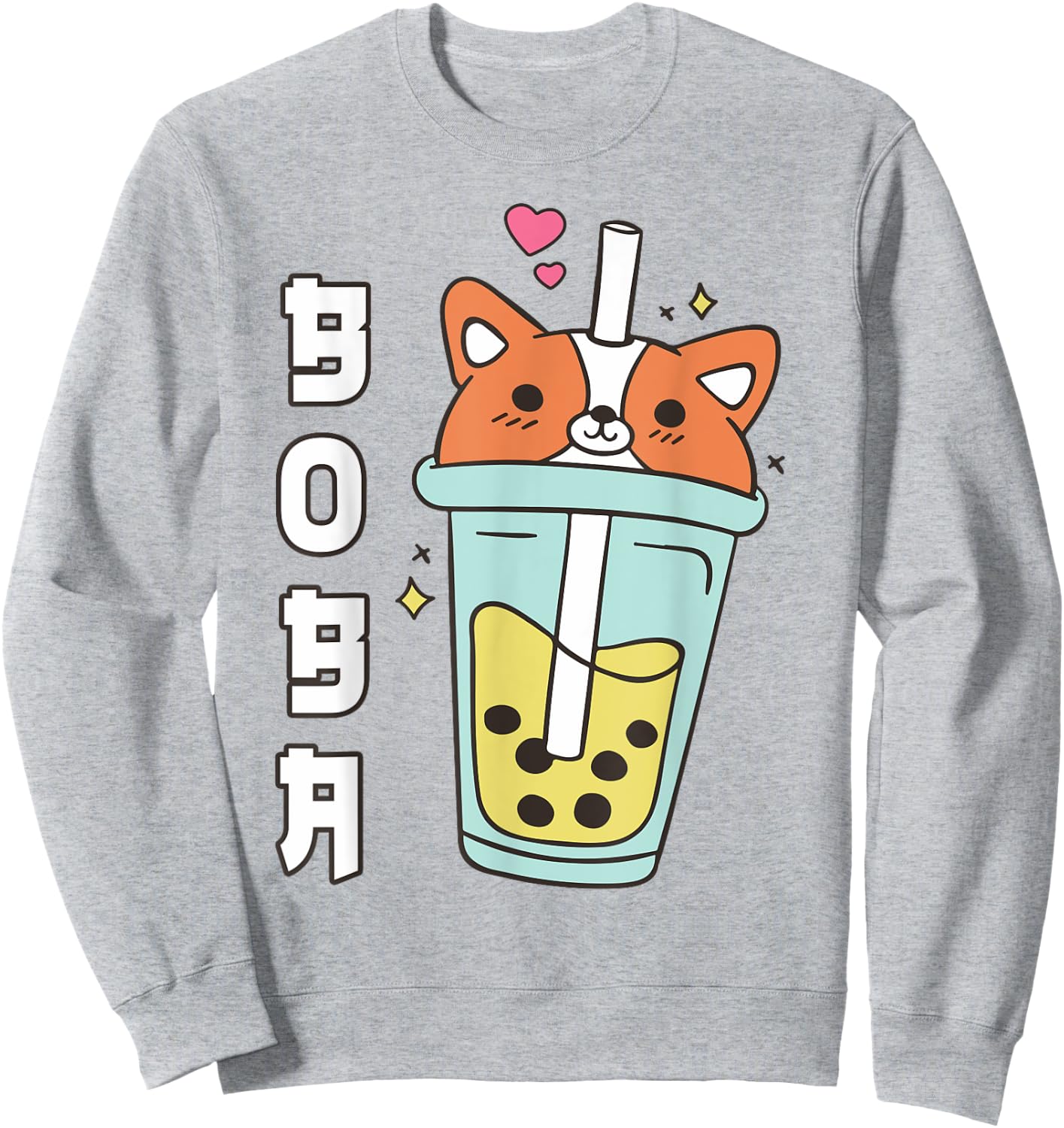 Cute Corgi Boba Tea Kid Girl Dog Mom Lover Gift Kawaii Anime Sweatshirt - Sweatshirt | Ash