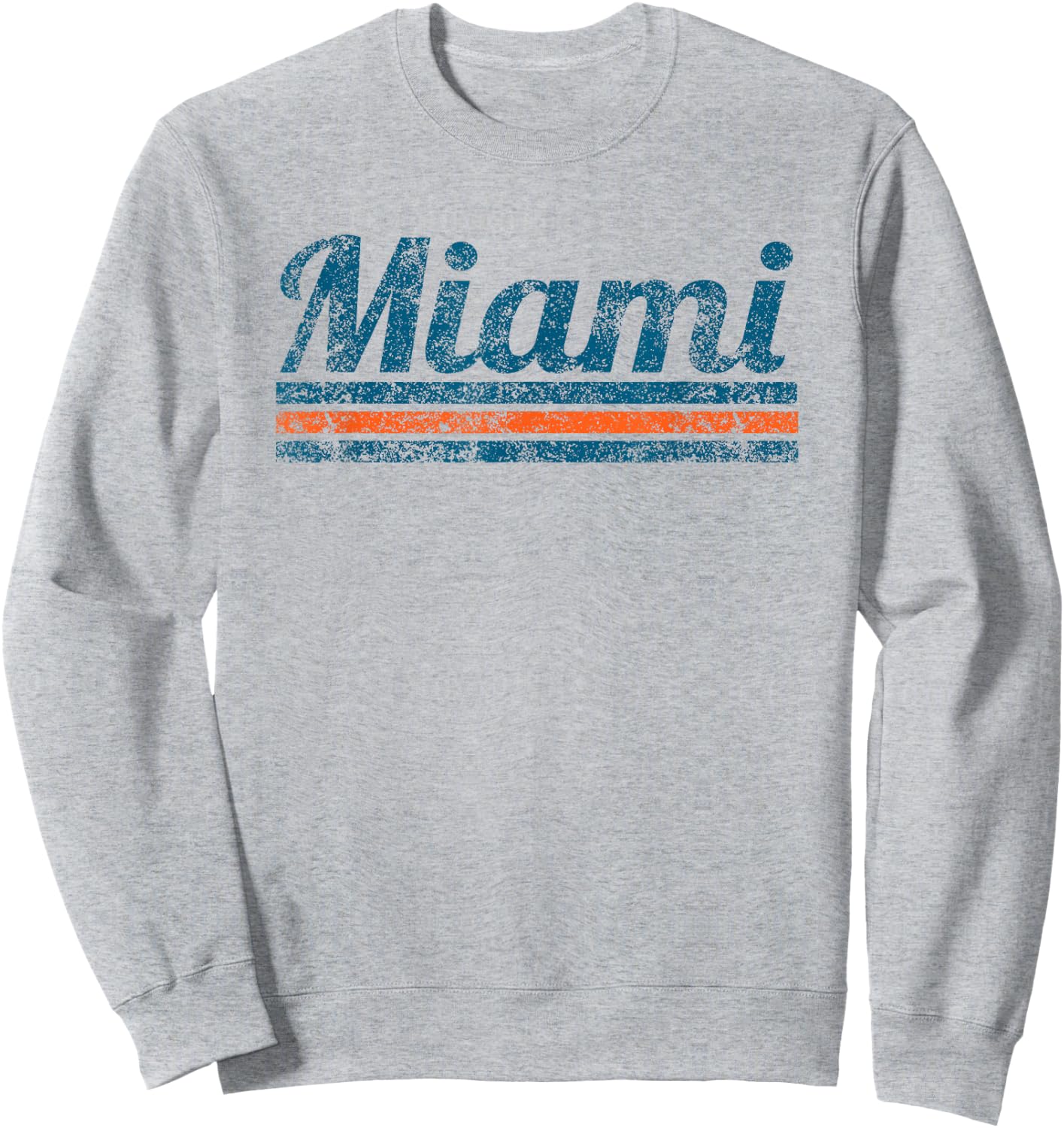Miami Florida Retro Vintage Weathered Stripe Throwback Sweatshirt - Sweatshirt | Ash