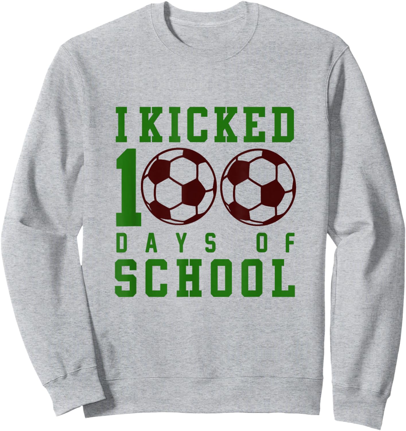 Happy 100 Days of School 100th Day Boys Girls Kids Soccer Sweatshirt - Sweatshirt | Ash