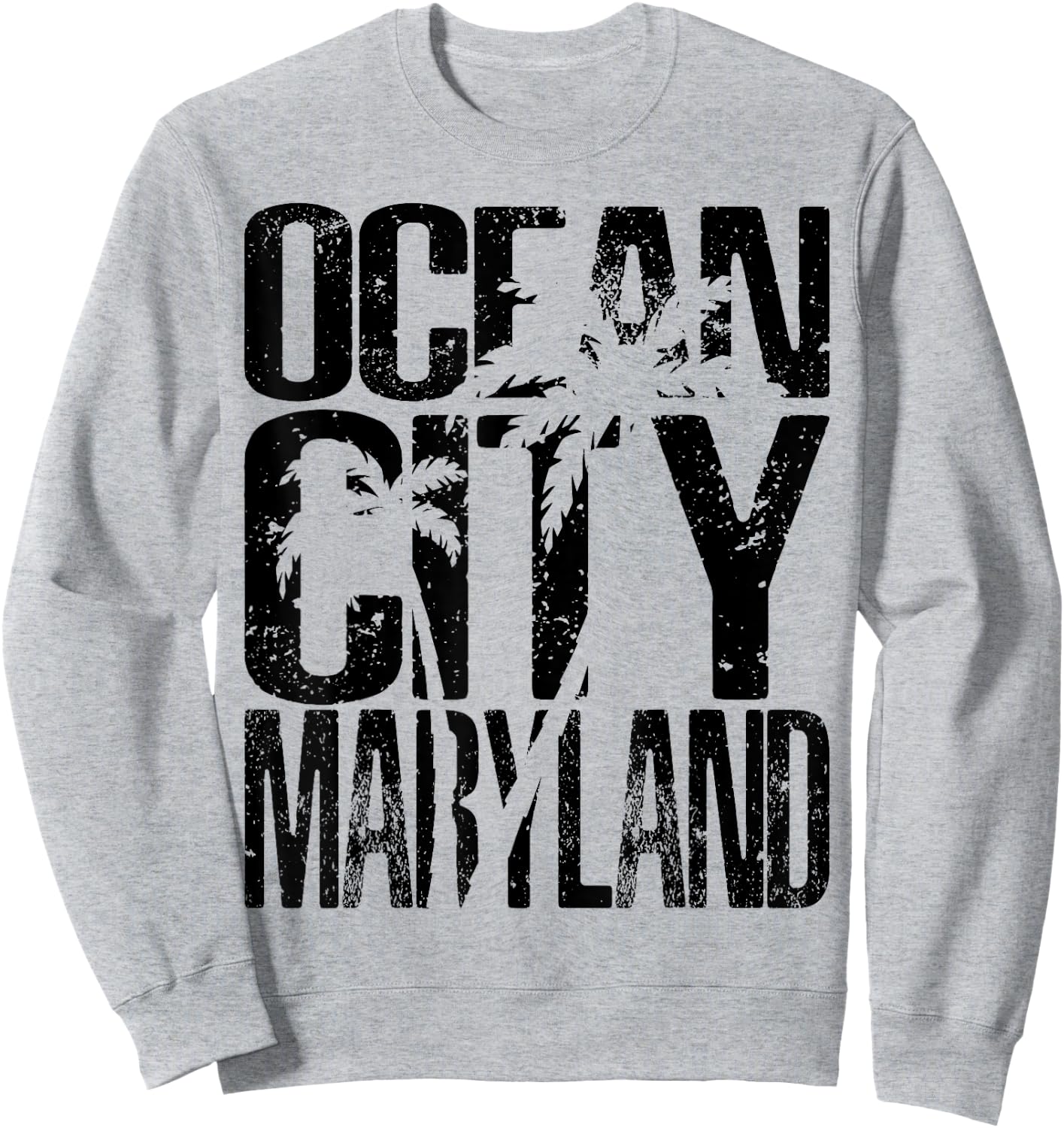OCMD Ocean City Maryland retro vintage palm tree Sweatshirt - Sweatshirt | Ash