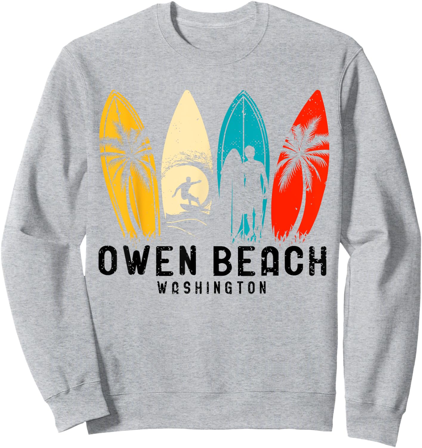 Vintage Washington Owen Beach Surfboarder Women Kids Sweatshirt - Sweatshirt | Ash