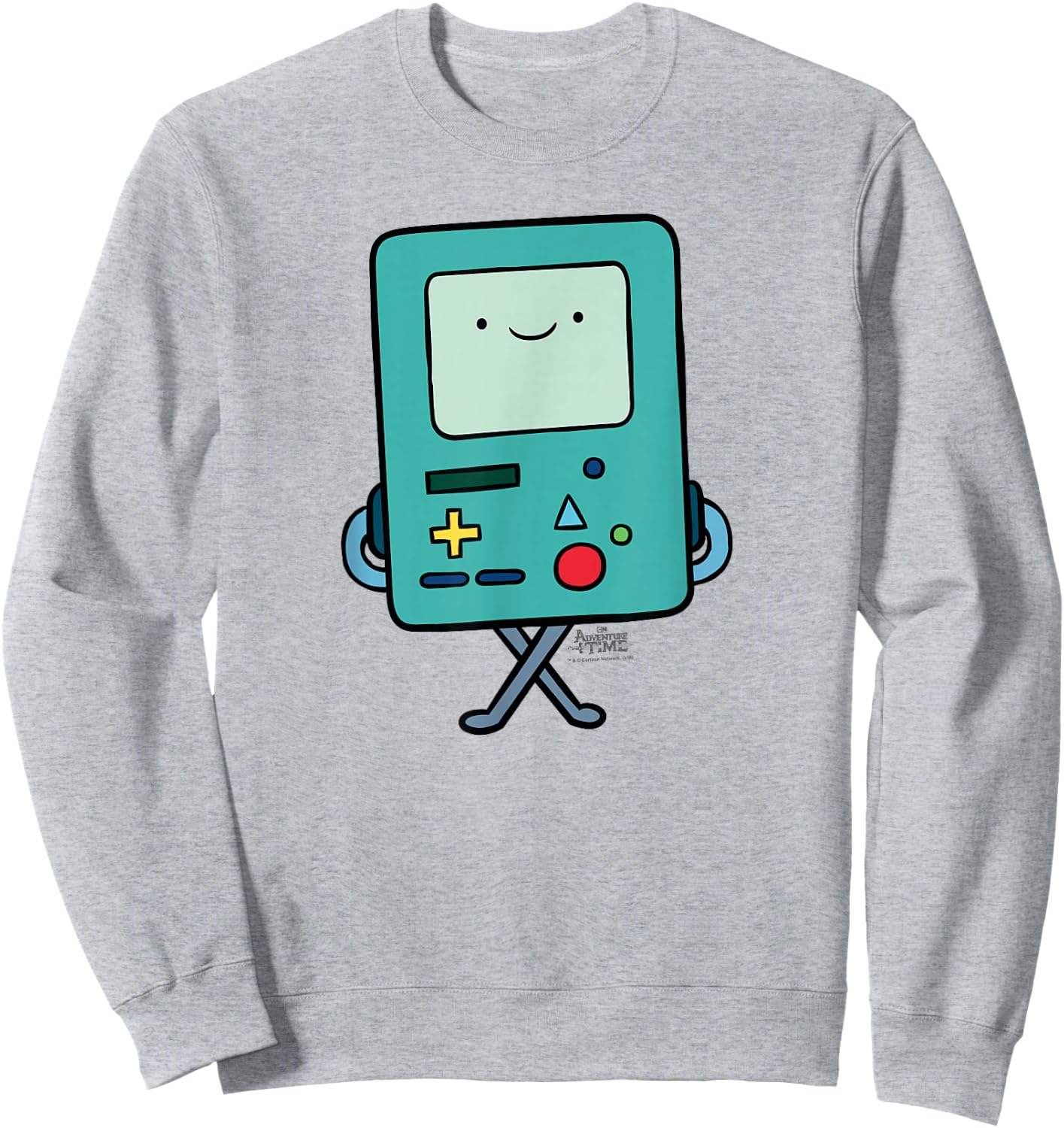 Cartoon Network Adventure Time BMO - Men's White Small Classic Fit Short Sleeve Cotton 60% Polyester 40% Modern Cartoon Sweatshirt - Sweatshirt | Ash