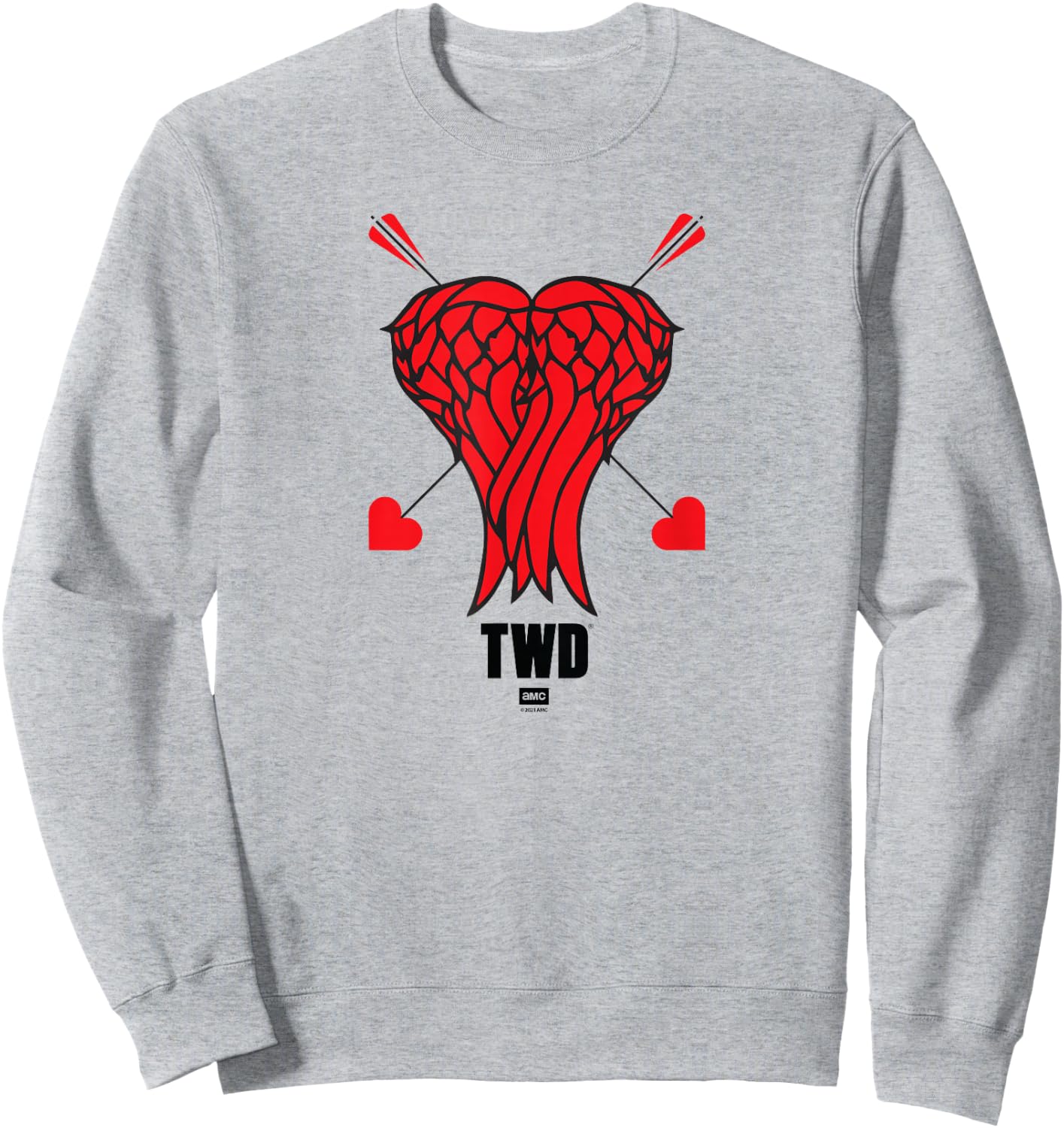 The Walking Dead Daryl Heart Wings Sweatshirt - Sweatshirt | Ash
