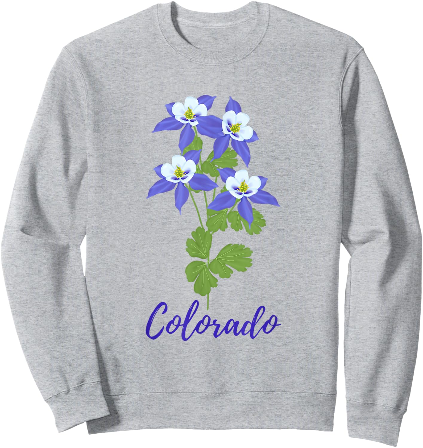 Colorado Columbine Flower Wildflower Nature Hiking Travel Sweatshirt - Sweatshirt | Ash