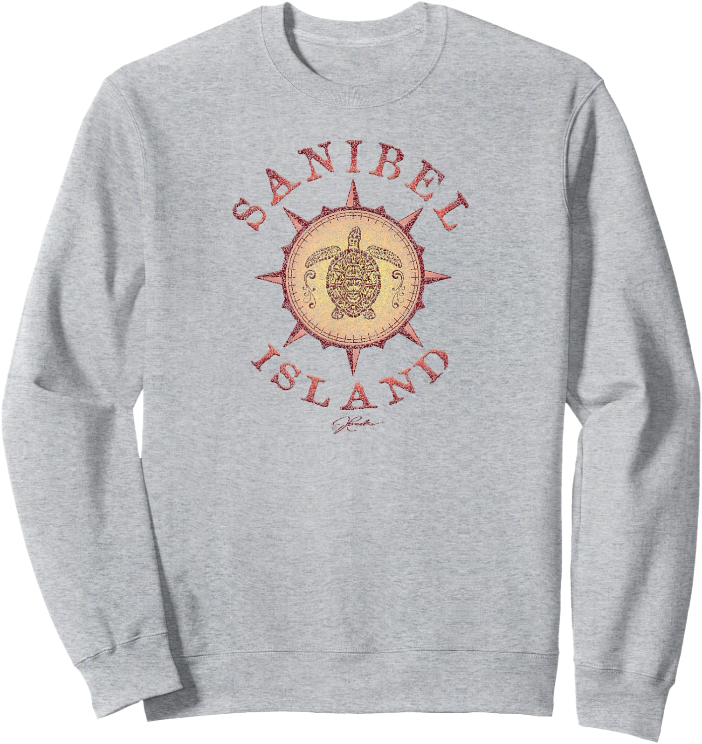 JCombs: Sanibel Island, FL, Sea Turtle on Windrose Sweatshirt - Sweatshirt | Ash