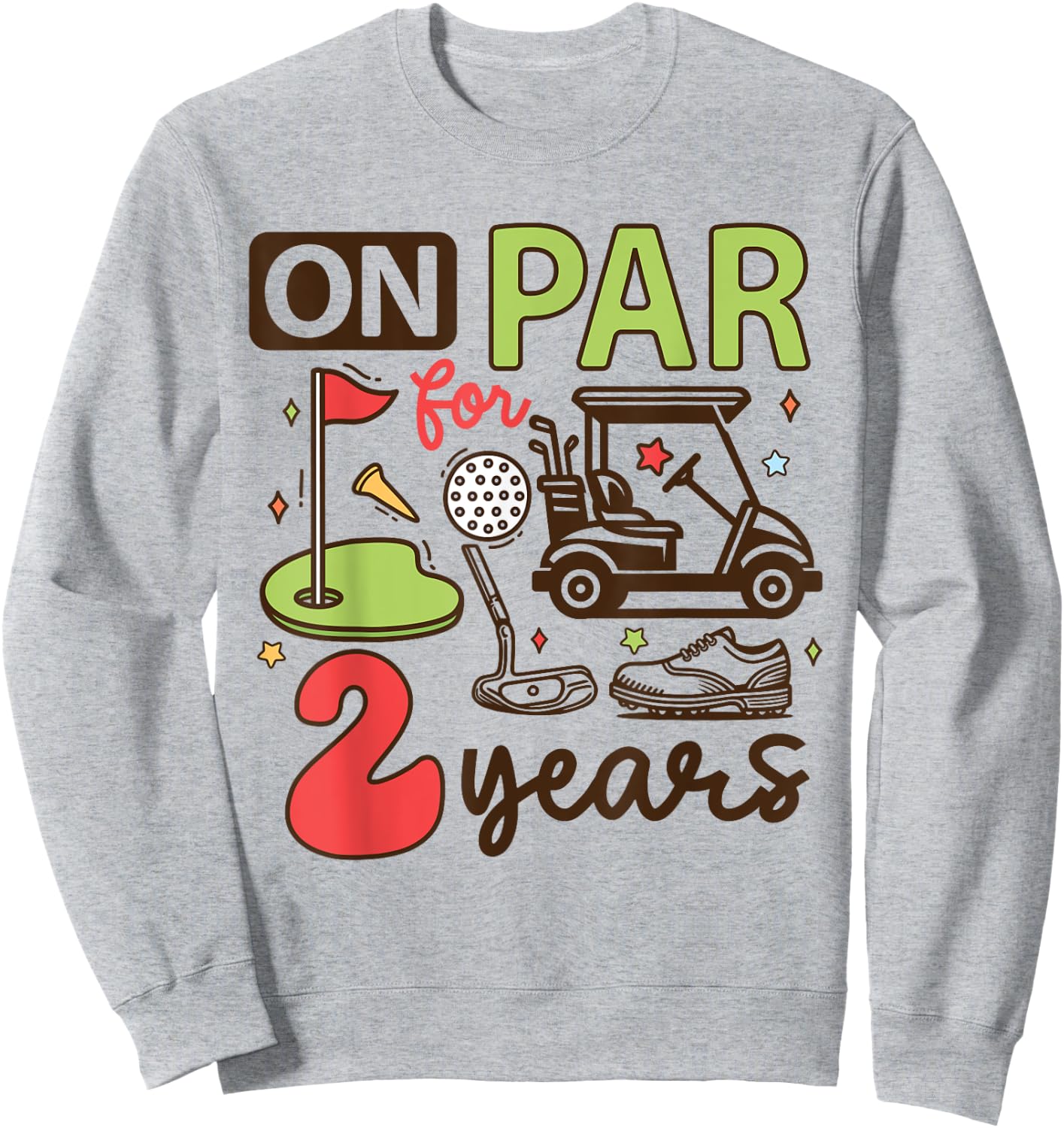 Funny 2nd Birthday Golf Shirt 2 Years Old Golfer Kids Boys Sweatshirt - Sweatshirt | Ash