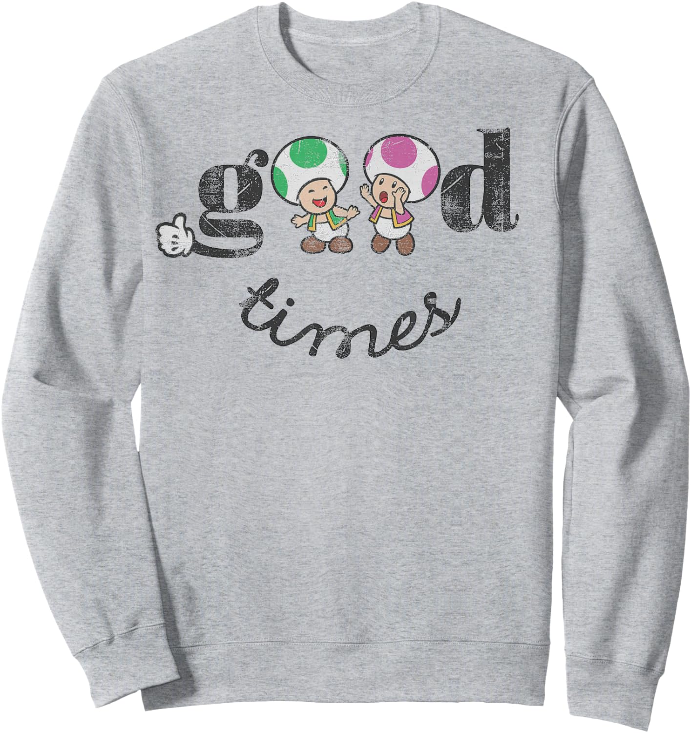 Super Mario Toad & Toadette Good Times Sweatshirt - Sweatshirt | Ash