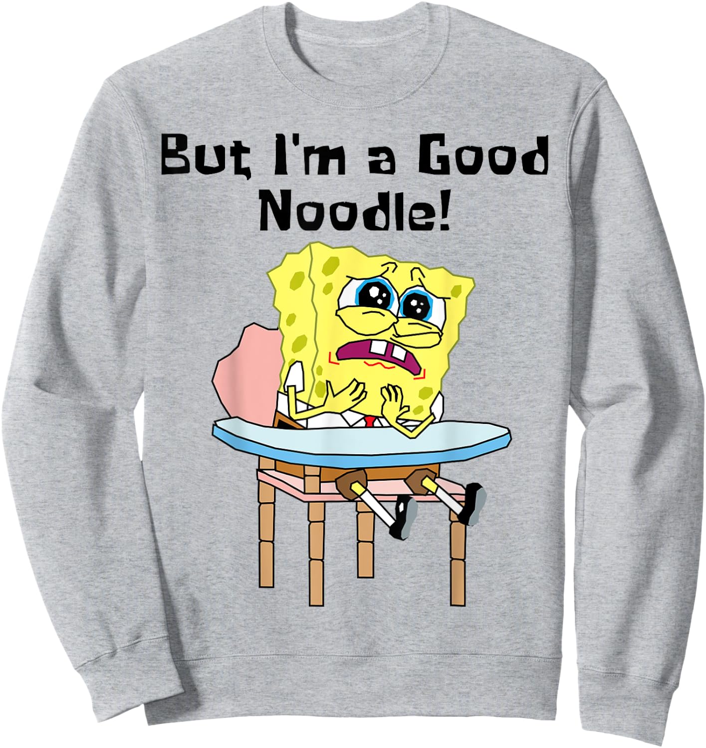 Mademark x SpongeBob SquarePants - But I Am A Good Noodle SpongeBob SquarePants Back To School Sweatshirt - Sweatshirt | Ash