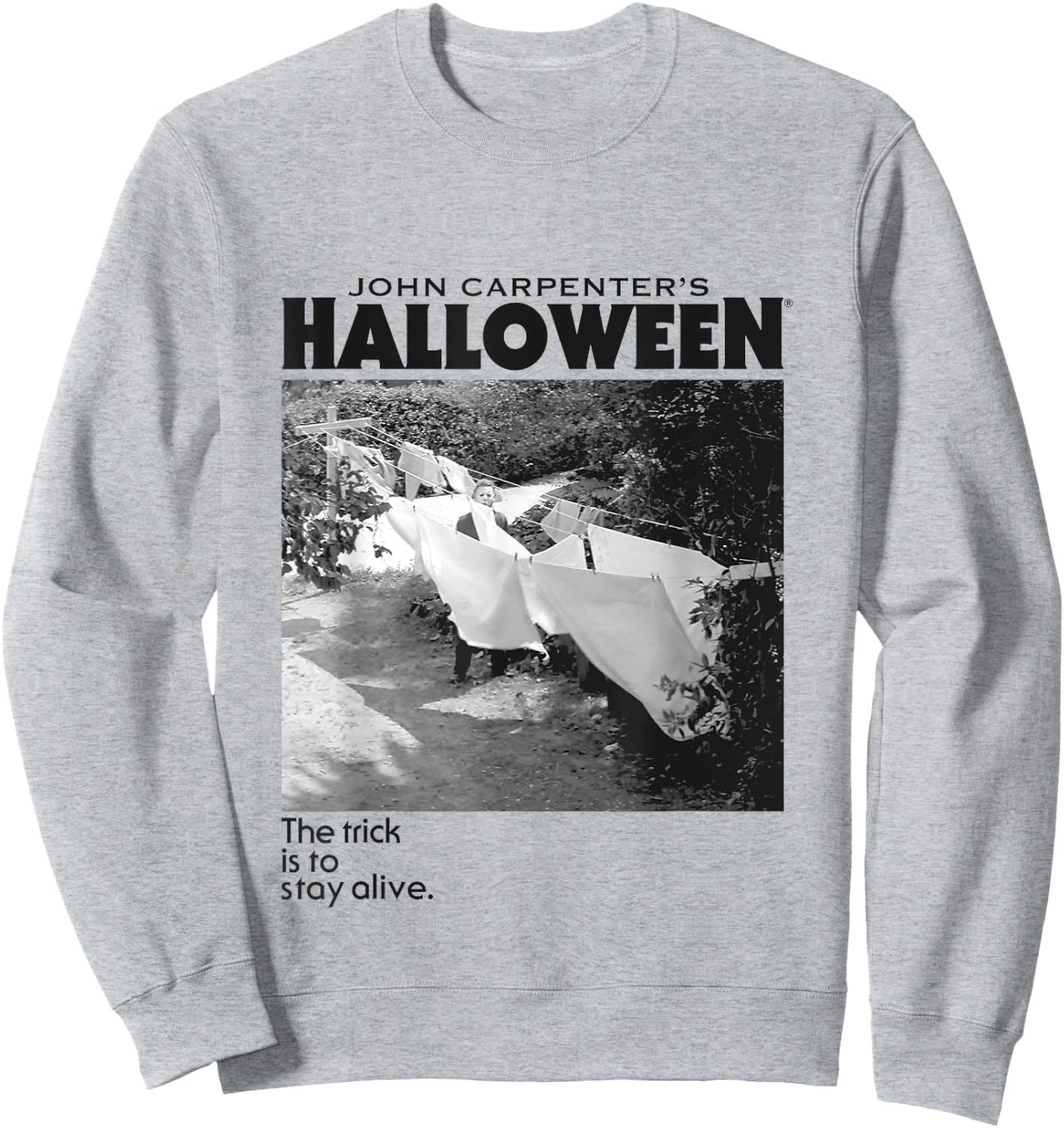 Halloween Michael Myers Standing by Clothes Line Sweatshirt - Sweatshirt | Ash