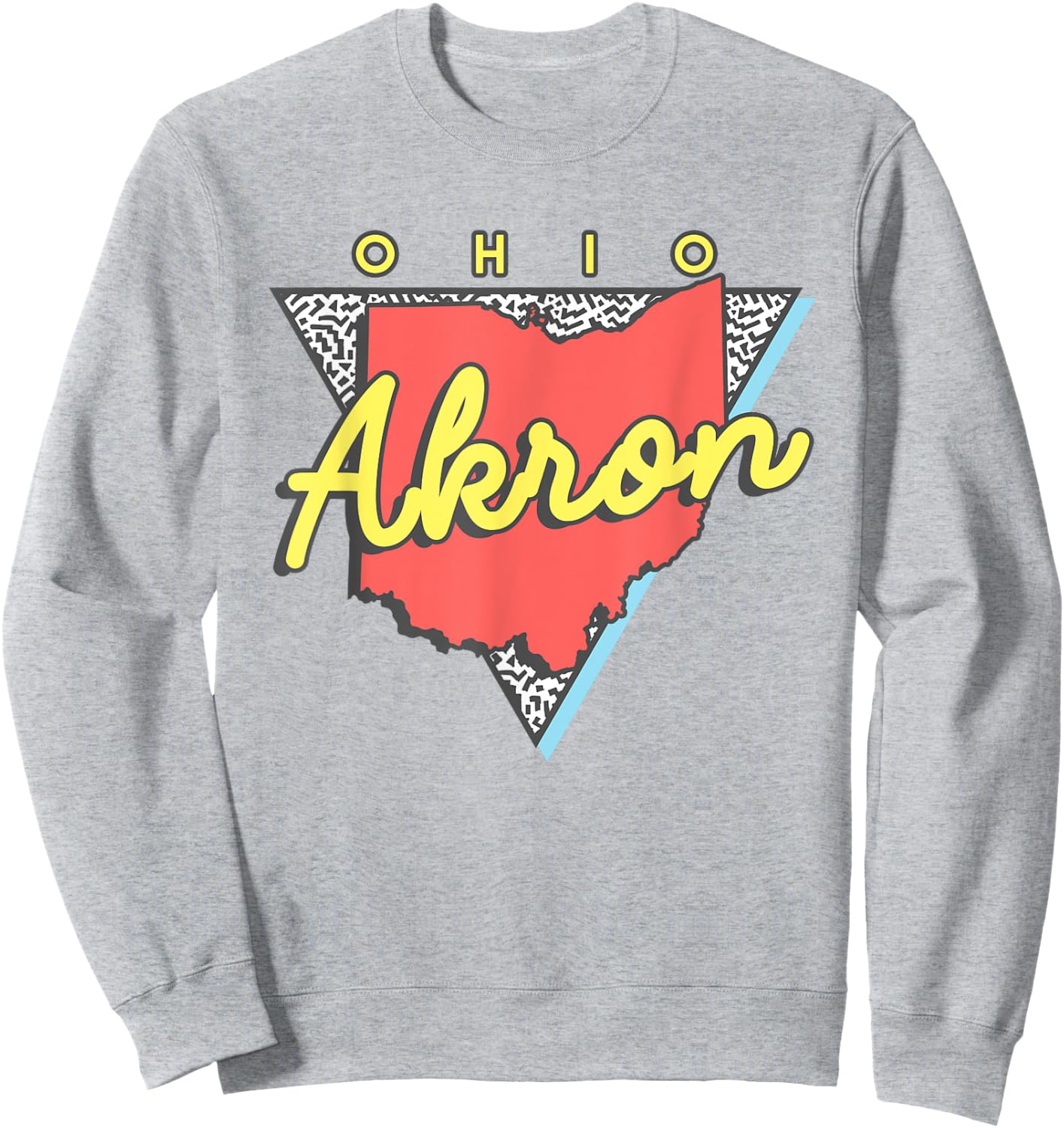 Akron Ohio Retro Triangle OH City Sweatshirt - Sweatshirt | Ash