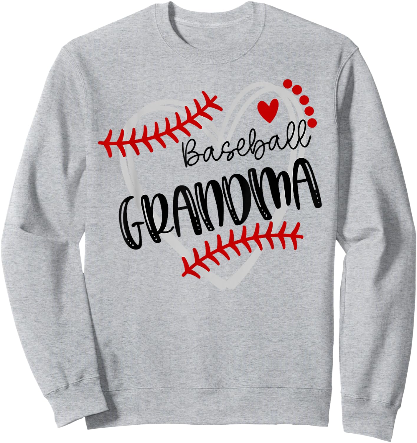 Personalized Baseball Heart Cute Grandma Women Baseball Sweatshirt - Sweatshirt | Ash