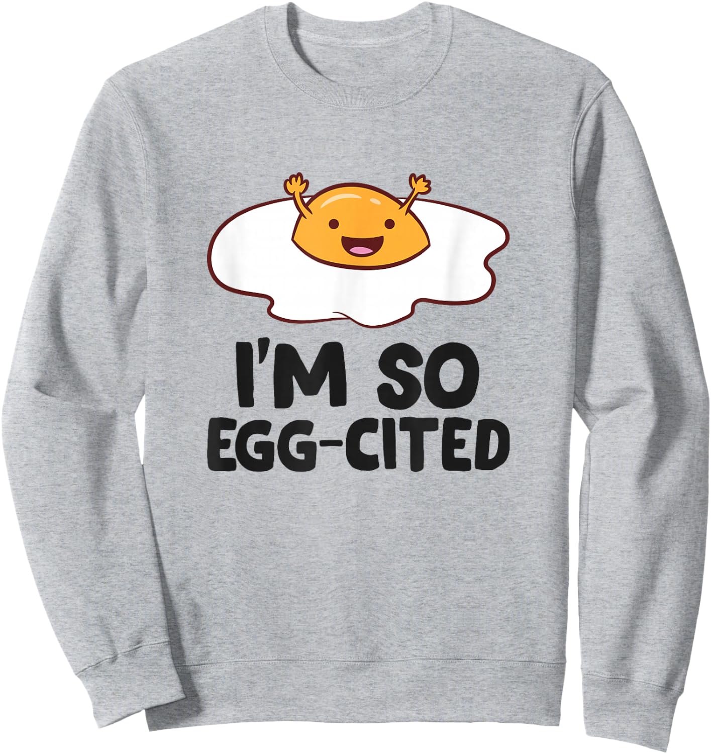 Funny Eggs I'm So Egg-Cited Funny Egg Puns Kids Sweatshirt - Sweatshirt | Ash