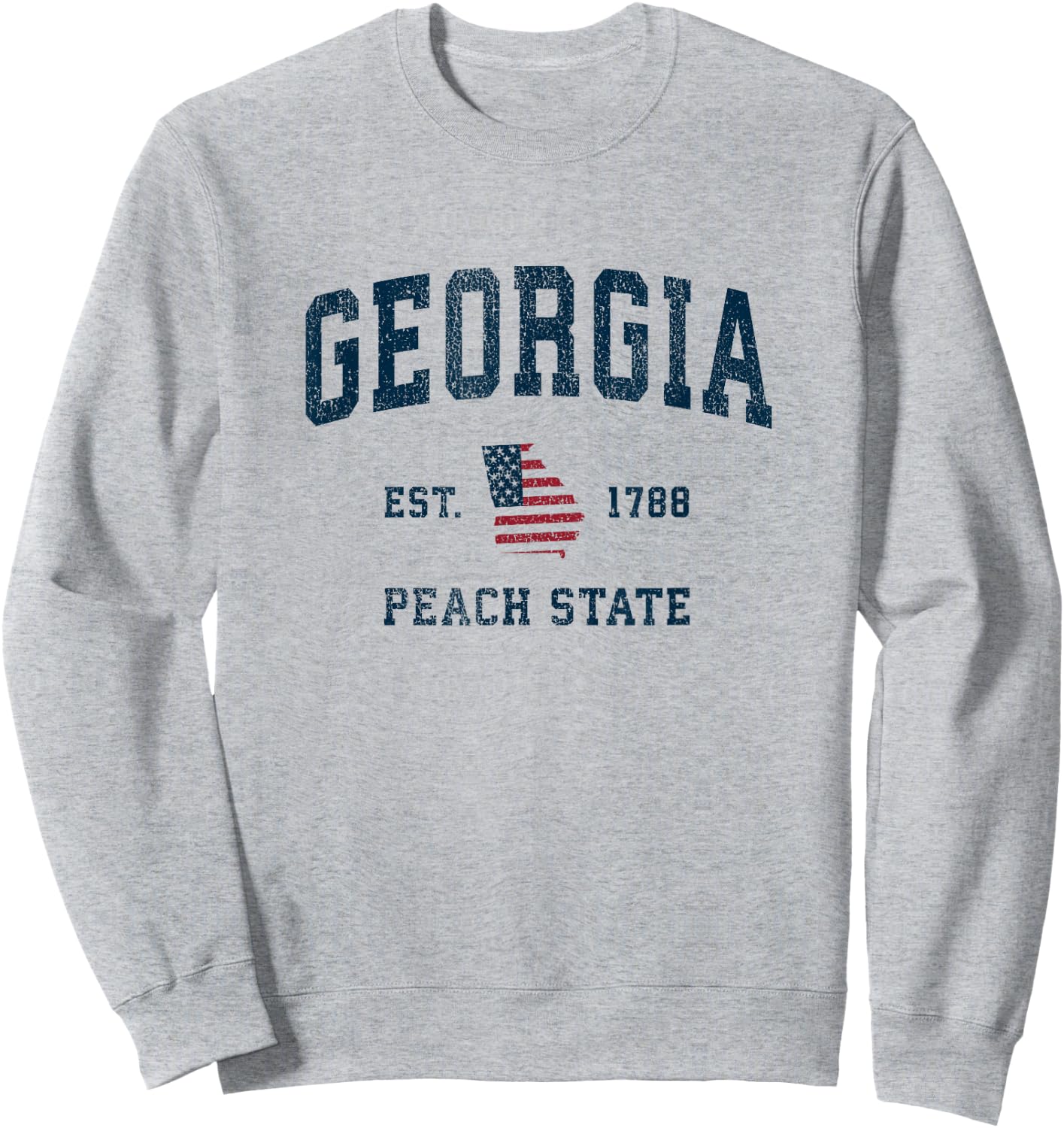 Georgia Vintage American Flag USA Sports Design Sweatshirt - Sweatshirt | Ash