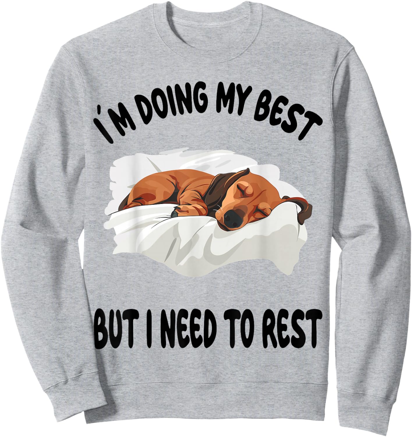 Dachshund Doxie Dog Pajamas Nightgown Sleeping Napping Sweatshirt - Sweatshirt | Ash