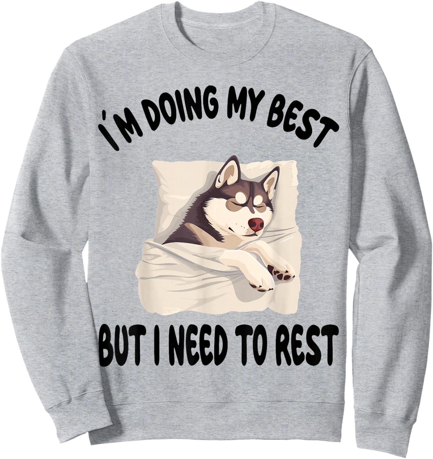 Siberian Husky Dog Pajamas Nightgown Sleeping Napping Men Women Girls Kids Sweatshirt - Sweatshirt | Ash