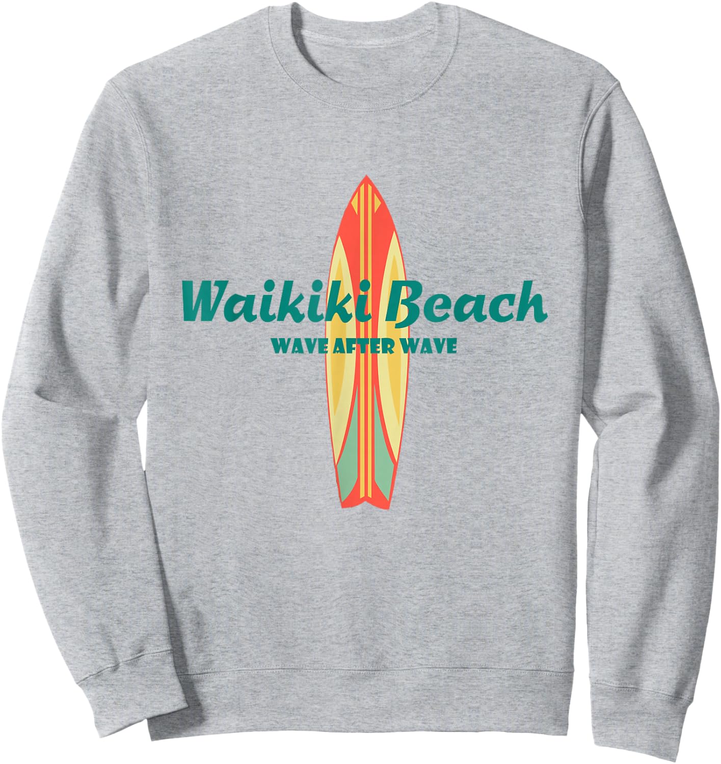 Waikiki Beach Hawaii Souvenir Retro Vintage Surf Gifts Sweatshirt - Sweatshirt | Ash