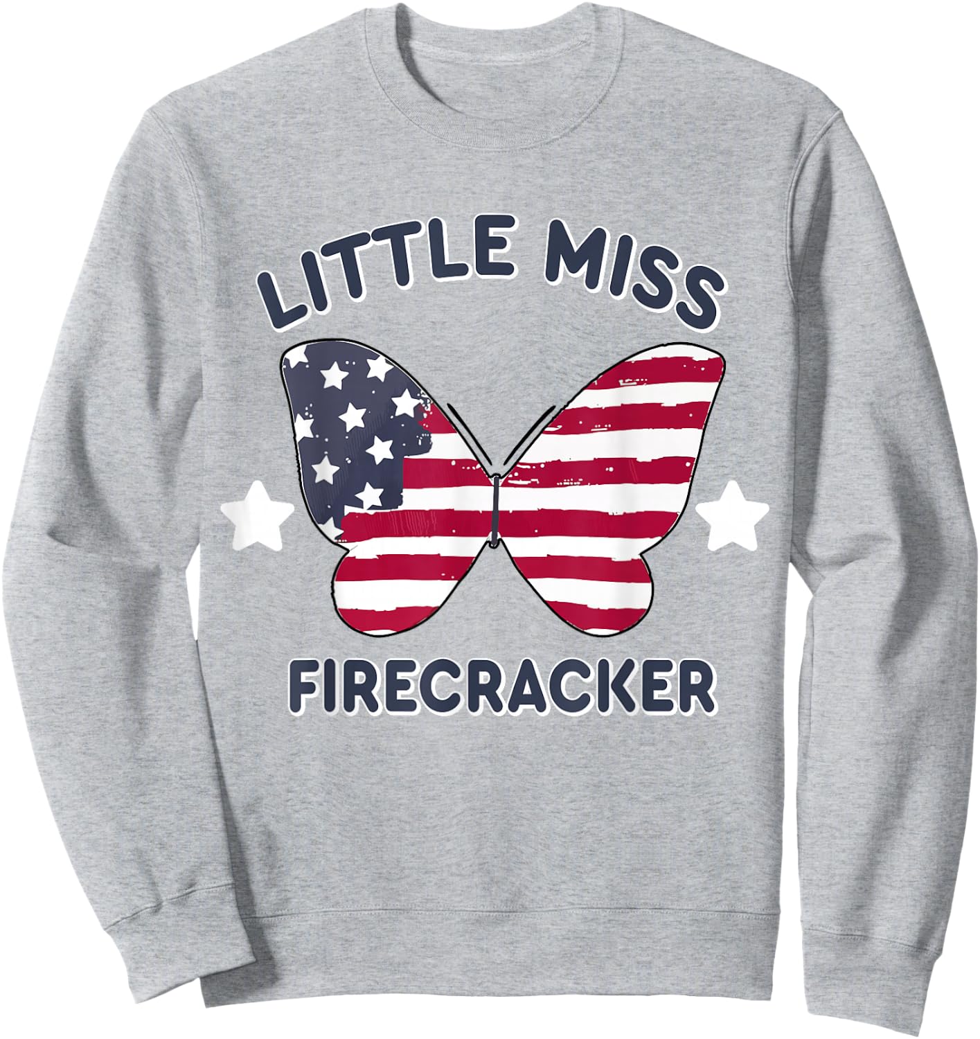USA Flag Little Miss Firecracker 4th July Women Toddler Girl Sweatshirt - Sweatshirt | Ash