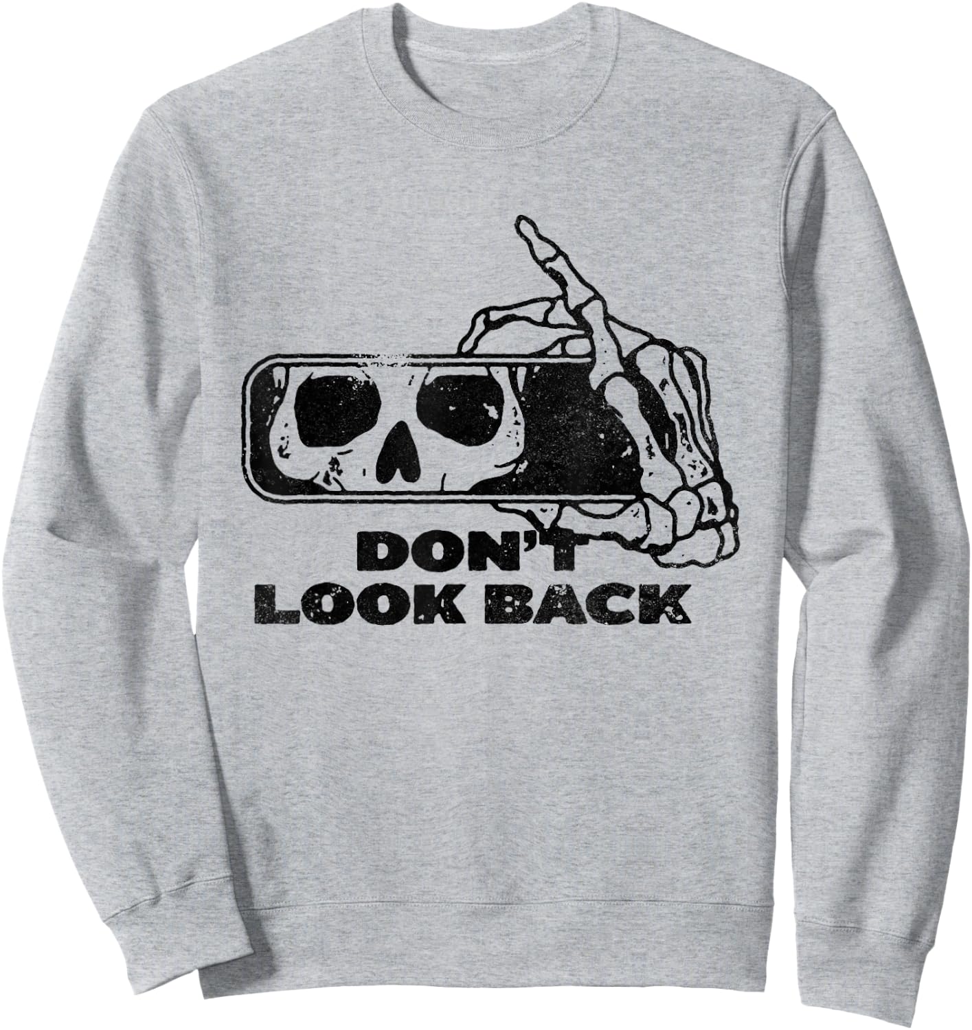 Don't Look Back Skeleton Car Mirror Transparent Halloween Sweatshirt - Sweatshirt | Ash