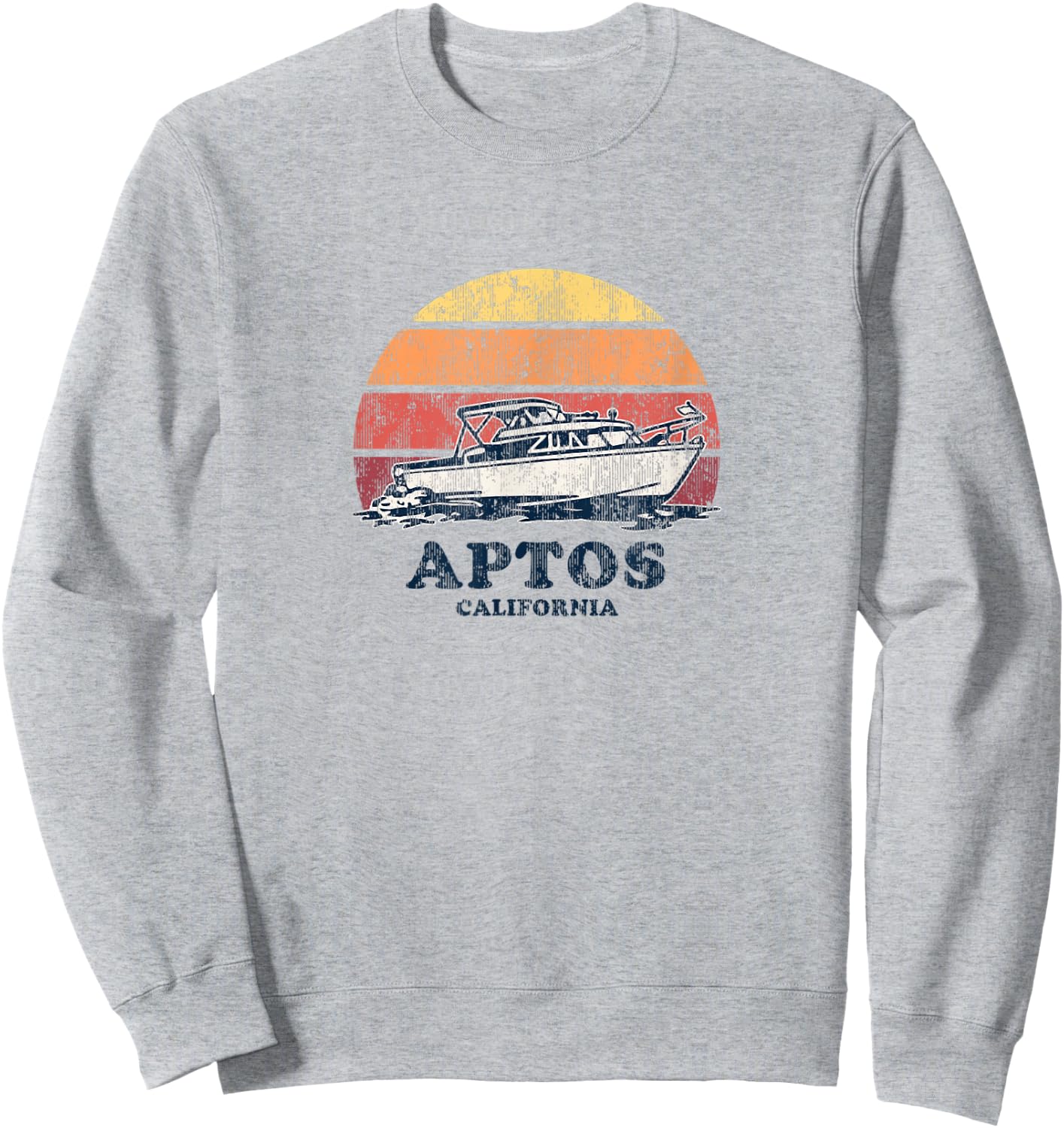 Aptos CA Vintage Boating 70s Retro Boat Design Sweatshirt - Sweatshirt | Ash