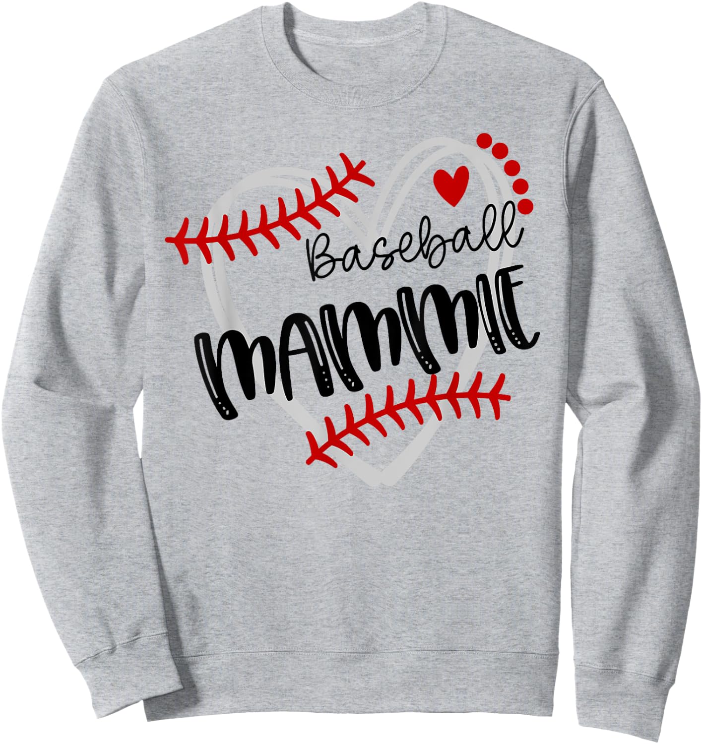 Personalized Baseball Heart Cute Mammie Women Baseball Sweatshirt - Sweatshirt | Ash