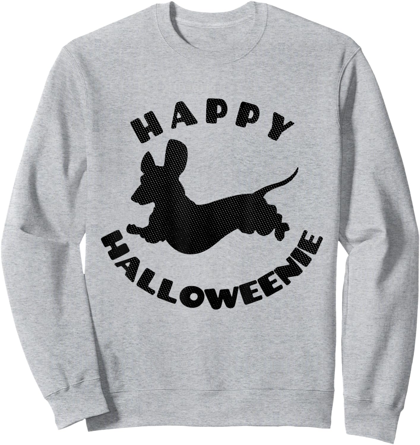 Happy Halloweenie - Funny Dachshund Dog Halloween Pun Sweatshirt - Sweatshirt | Ash