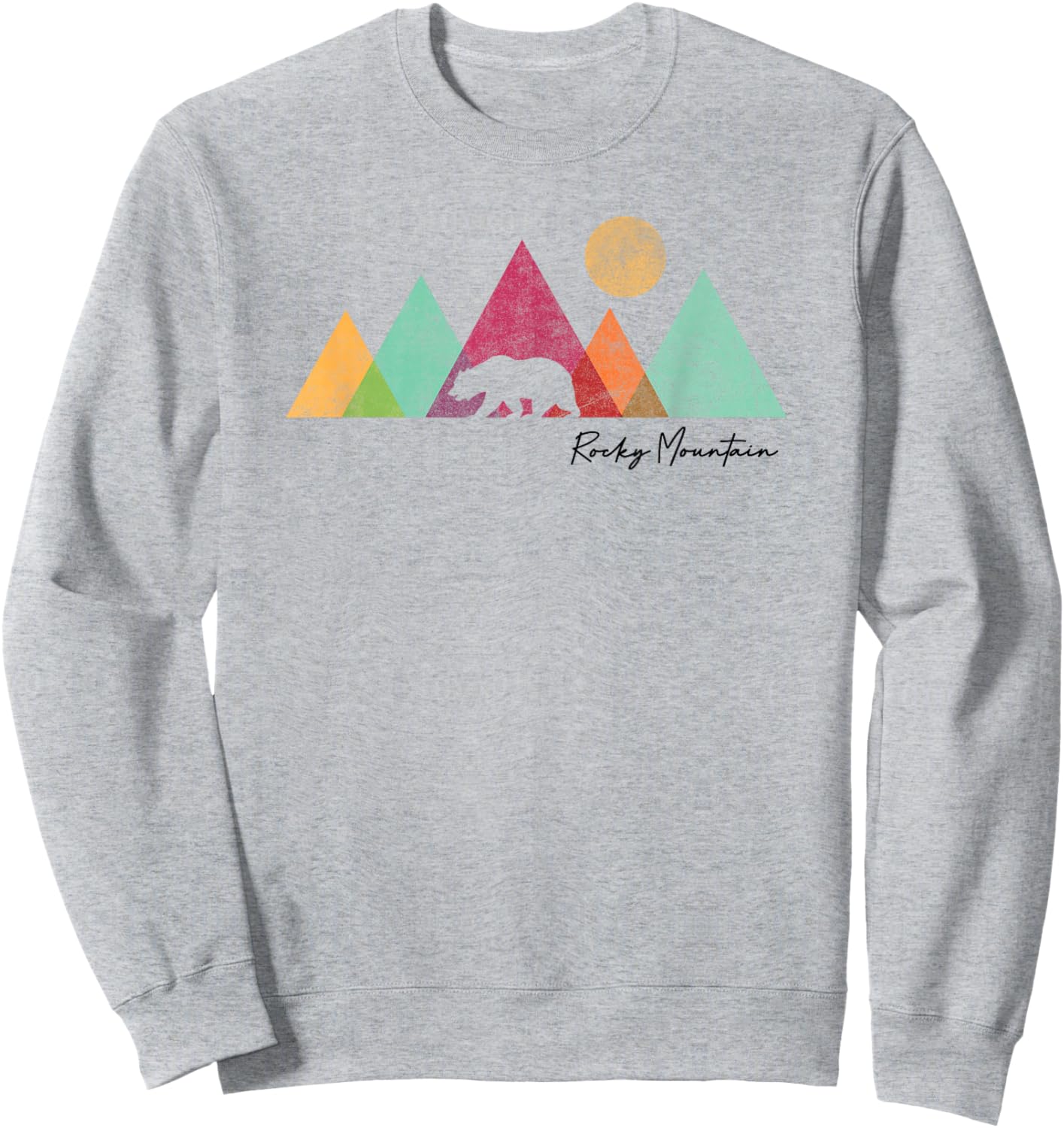 Rocky Mountains National Park Colorado Souvenir Bear Graphic Sweatshirt - Sweatshirt | Ash