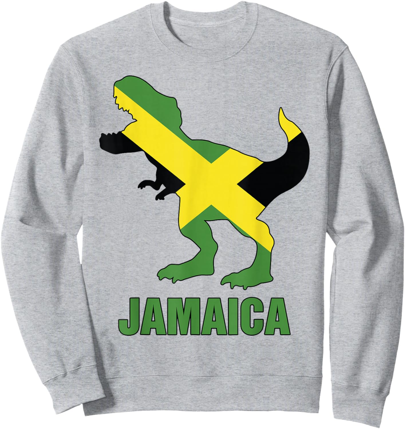 Jamaica-Shirt Boys T-Rex Jamaican Flag Toddler Kids Sweatshirt - Sweatshirt | Ash