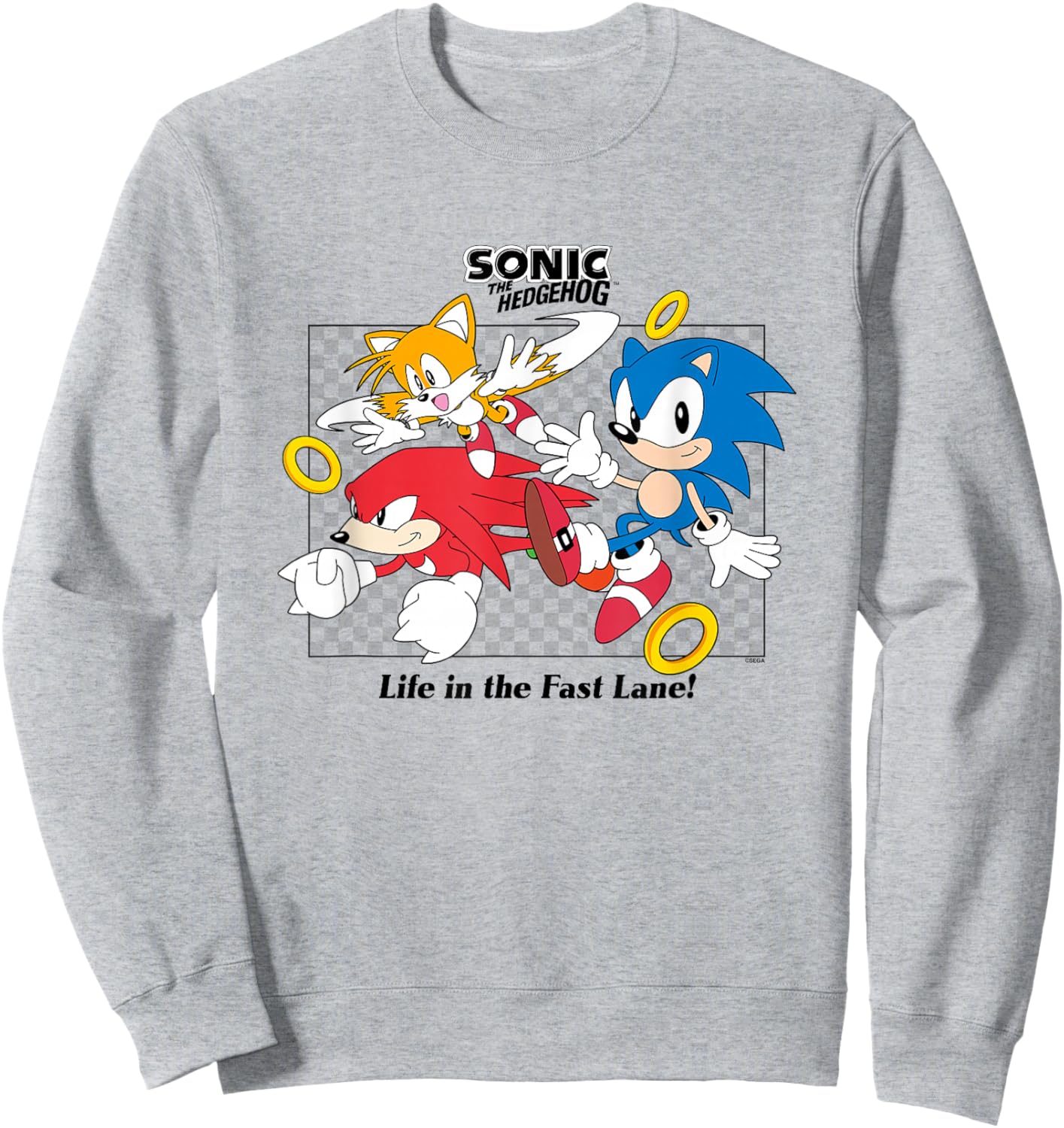 Sonic The Hedgehog Life In The Fast Lane Tails & Knuckles Sweatshirt - Sweatshirt | Ash