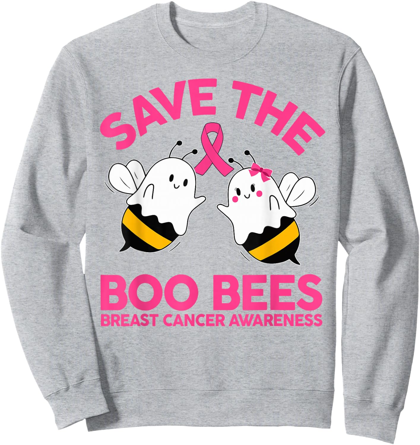 Save The Boobees Boo Bees Breast Cancer Halloween Women Sweatshirt - Sweatshirt | Ash