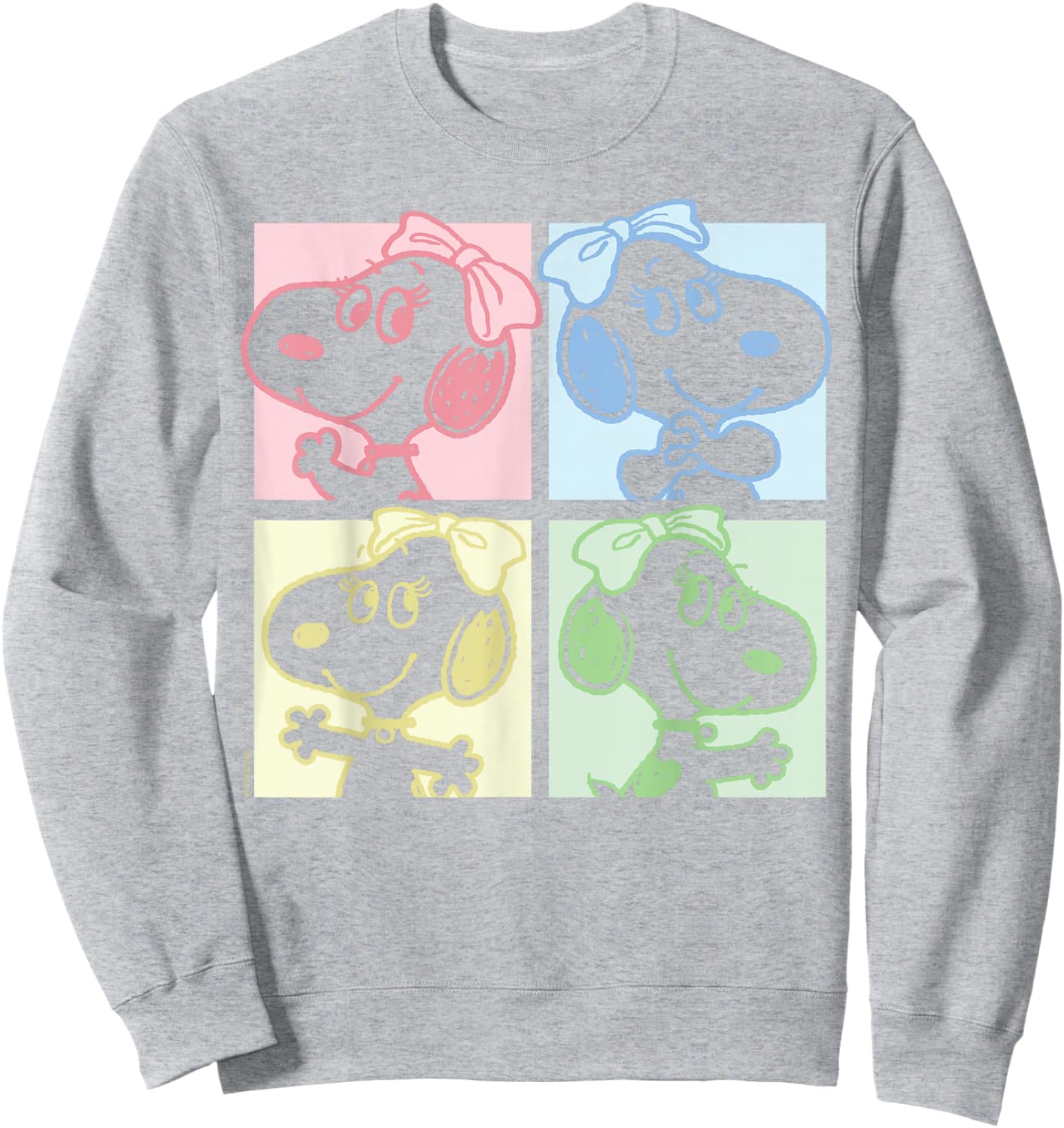 Peanuts - Belle Pastel Grid Snoopy's Sister Sweatshirt - Sweatshirt | Ash