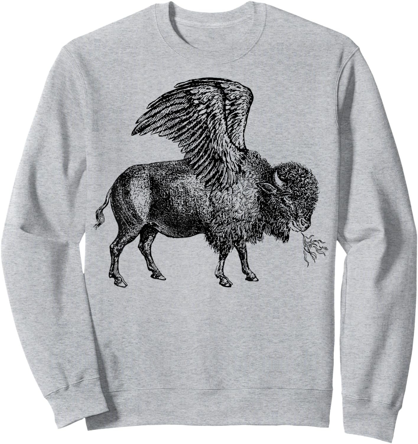 Funny design Buffalo Wings Hot Foodie Chicken Bison Vintage Sweatshirt - Sweatshirt | Ash