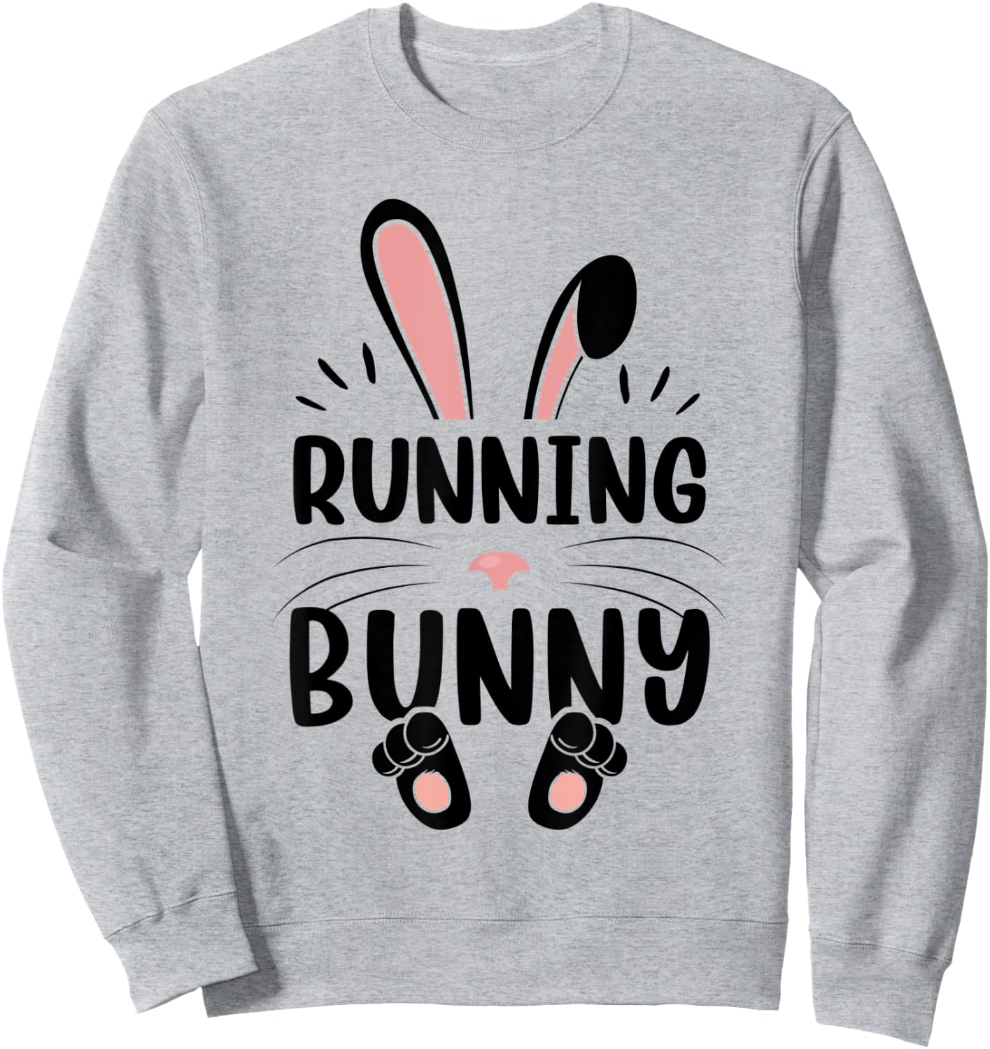Running Bunny Funny Matching Easter Bunny Egg Hunting Sweatshirt - Sweatshirt | Ash