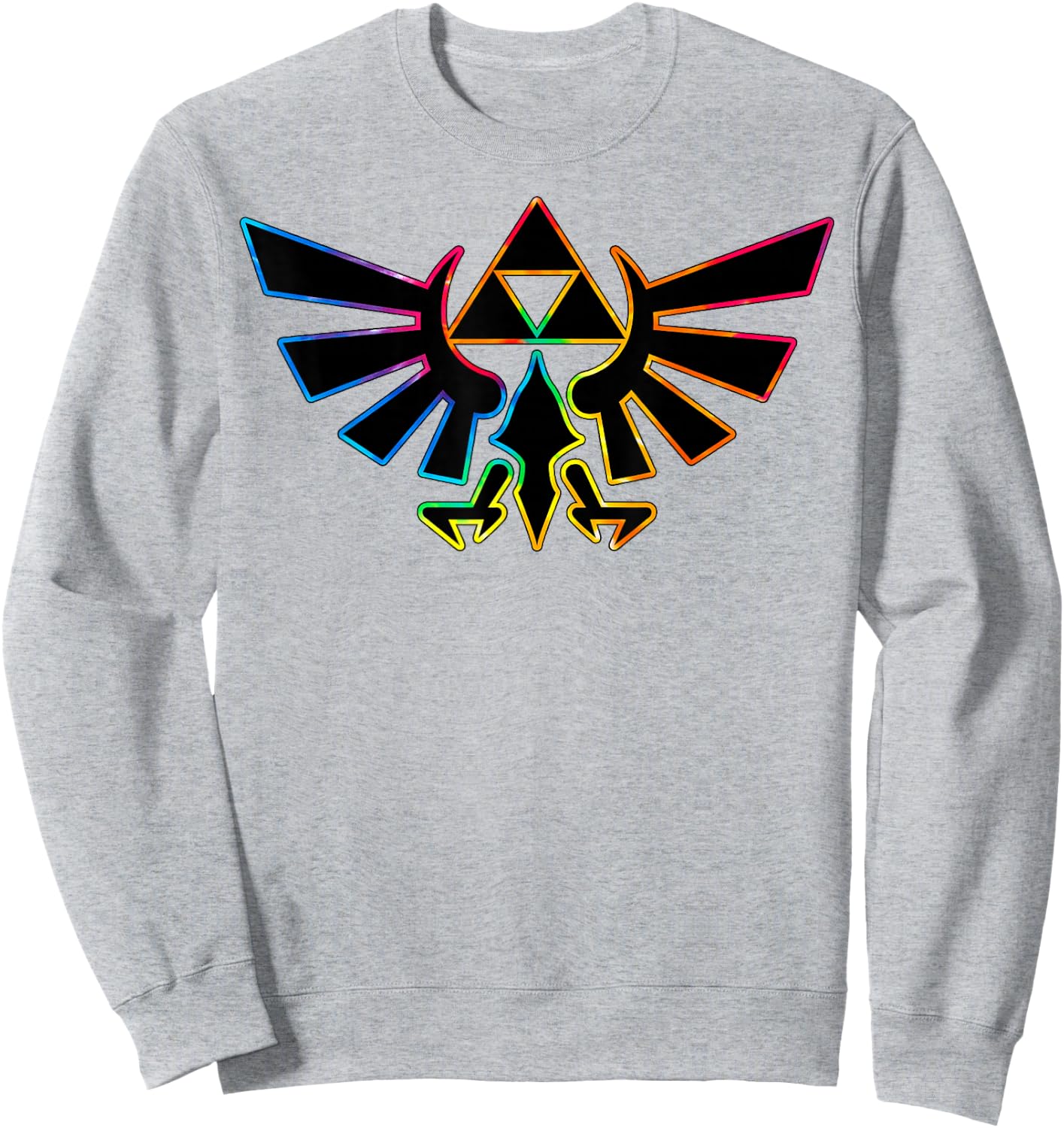 The Legend of Zelda Rainbow Neon Outline Hyrule Symbol Sweatshirt - Sweatshirt | Ash