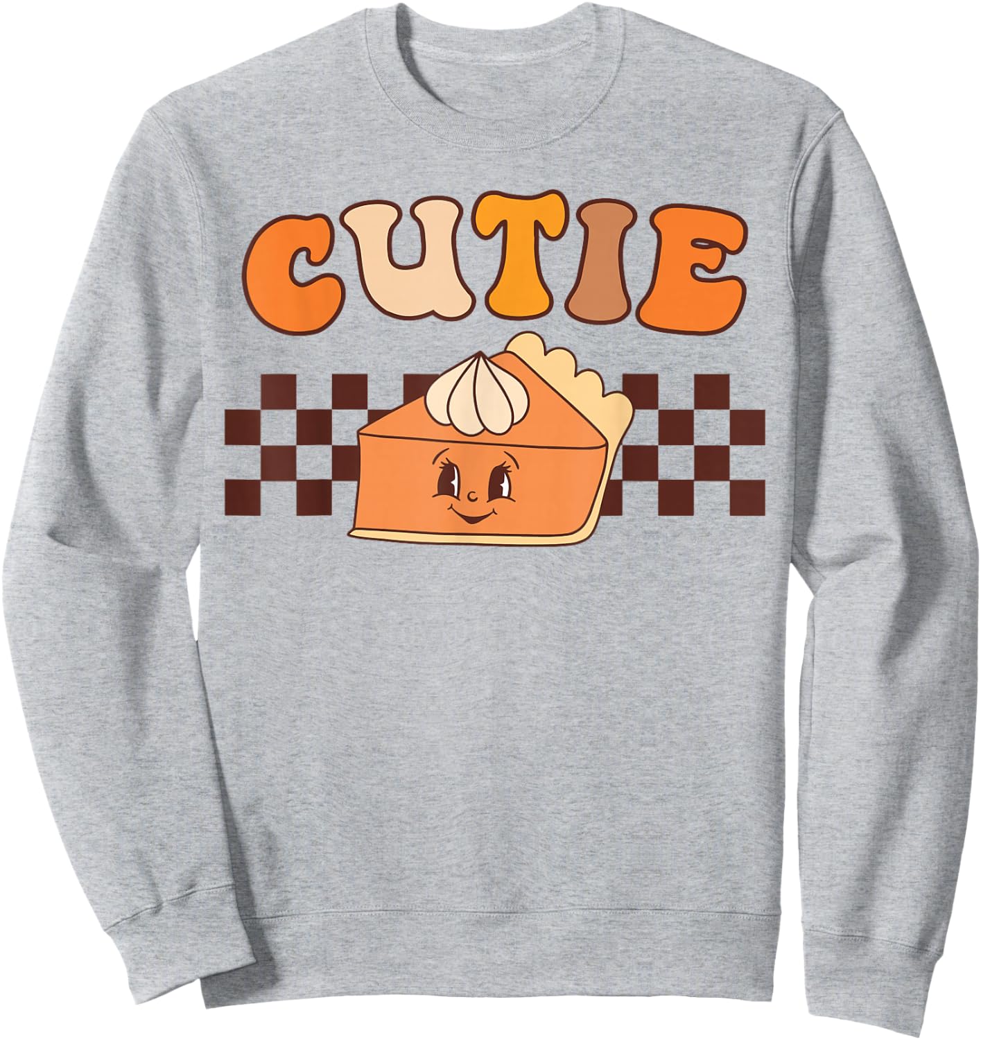 Retro Groovy Cutie Pie Thanksgiving Pumpkin Pie Costume Sweatshirt - Sweatshirt | Ash