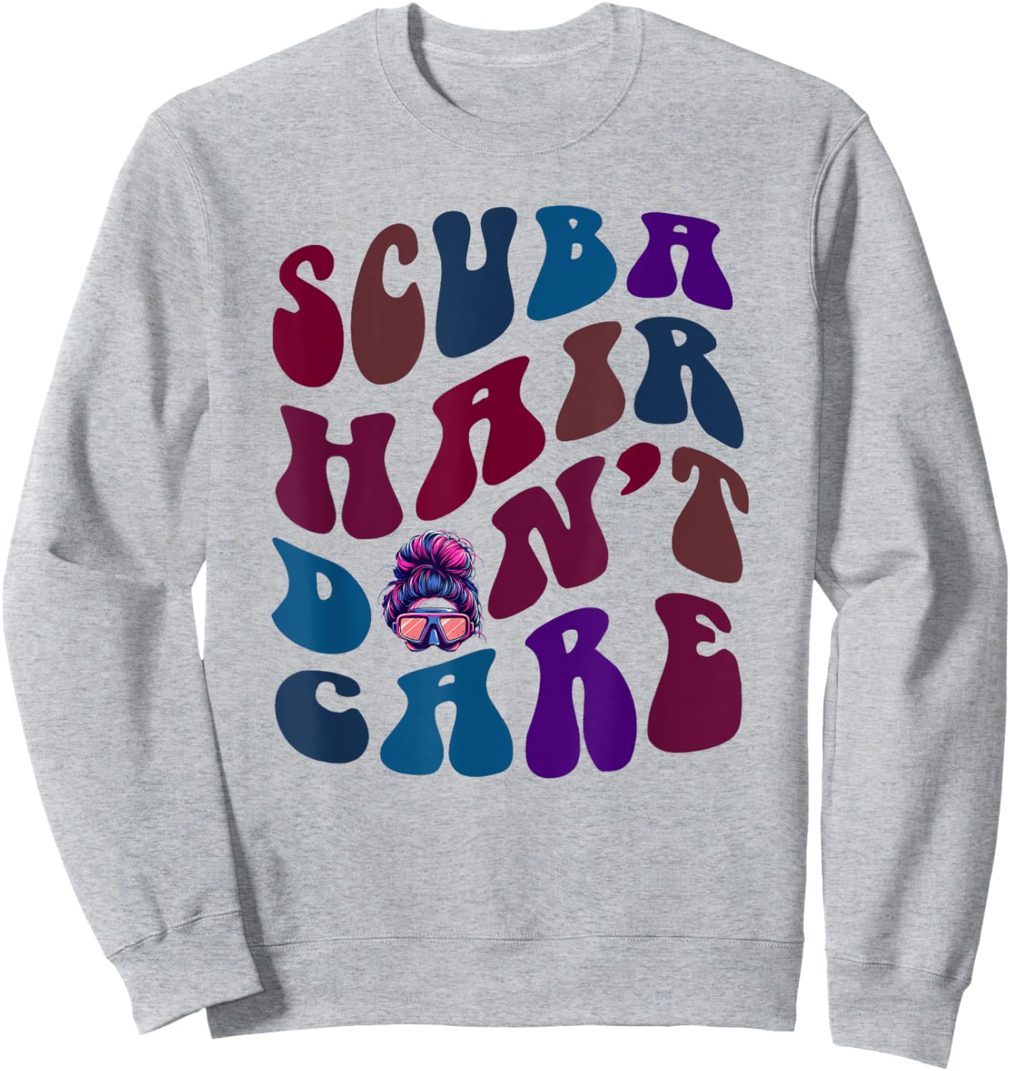 Funny SCUBA HAIR DON'T CARE Dive Squad Instructors Crew Sweatshirt - Sweatshirt | Ash