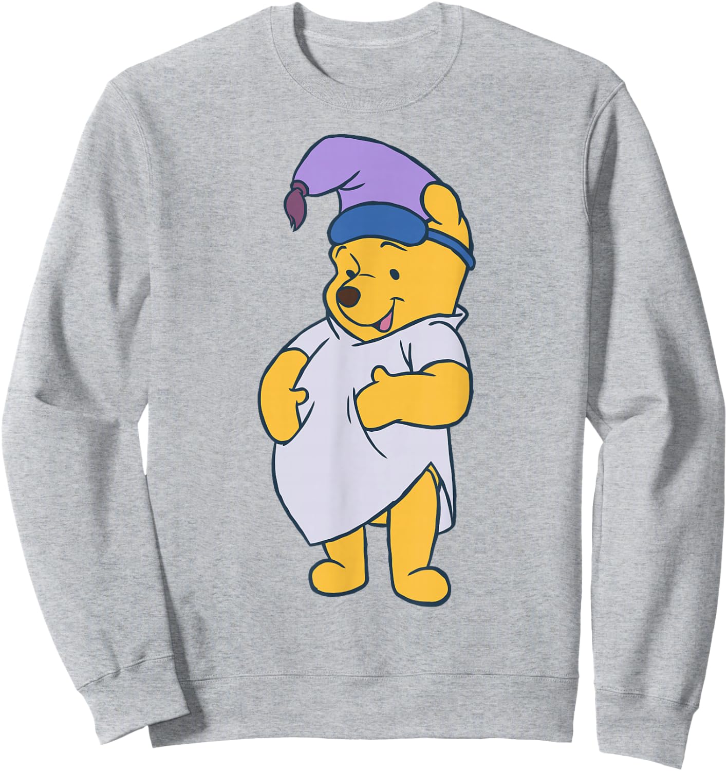 Disney Winnie The Pooh Cute Pooh Ready to Sleep Big Portrait Sweatshirt - Sweatshirt | Ash