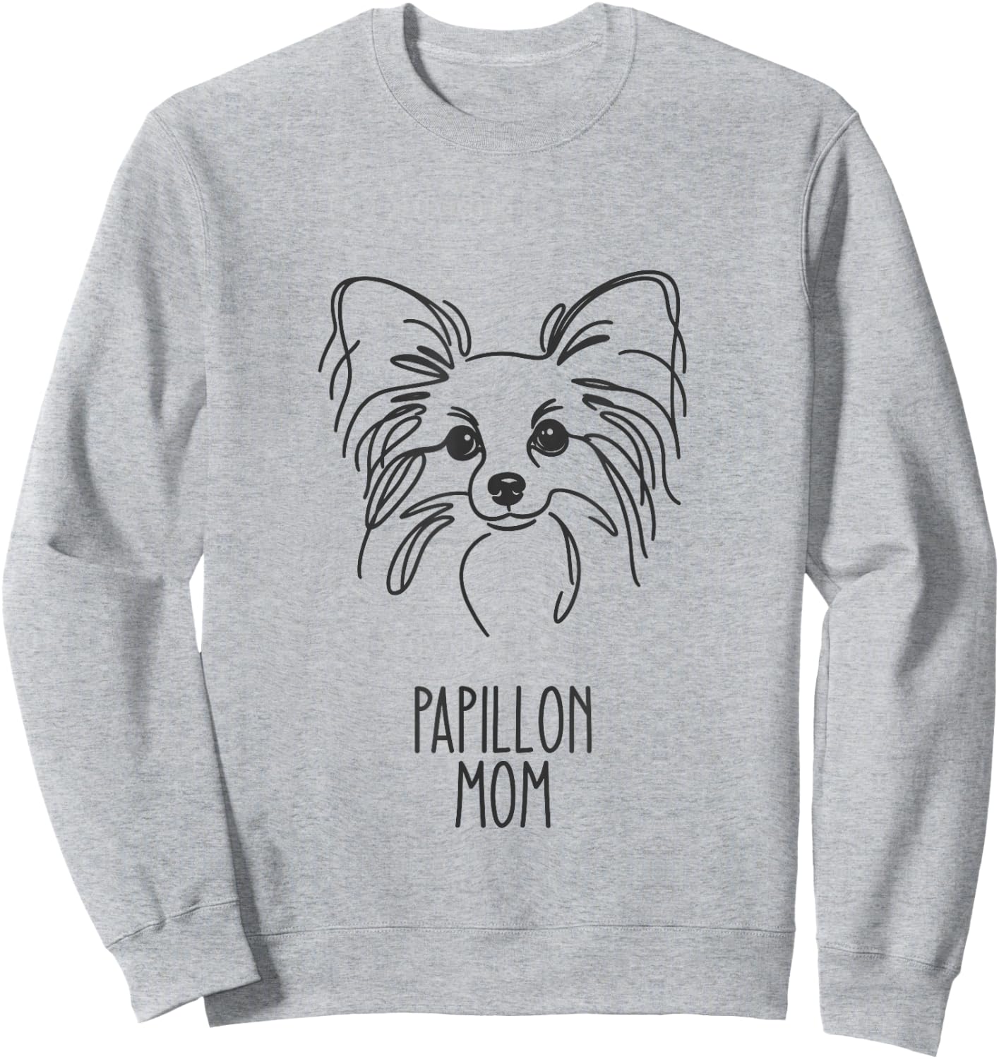 Line Art Best Dog Mom Women - Papillon Sweatshirt - Sweatshirt | Ash