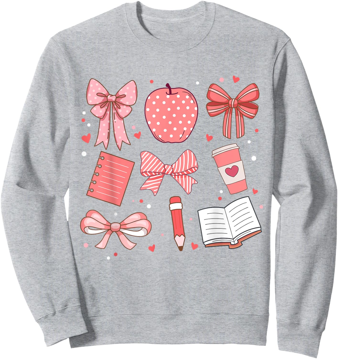 Happy Back To School 1st Day Toddler Girl Boho Coquette Bows Sweatshirt - Sweatshirt | Ash